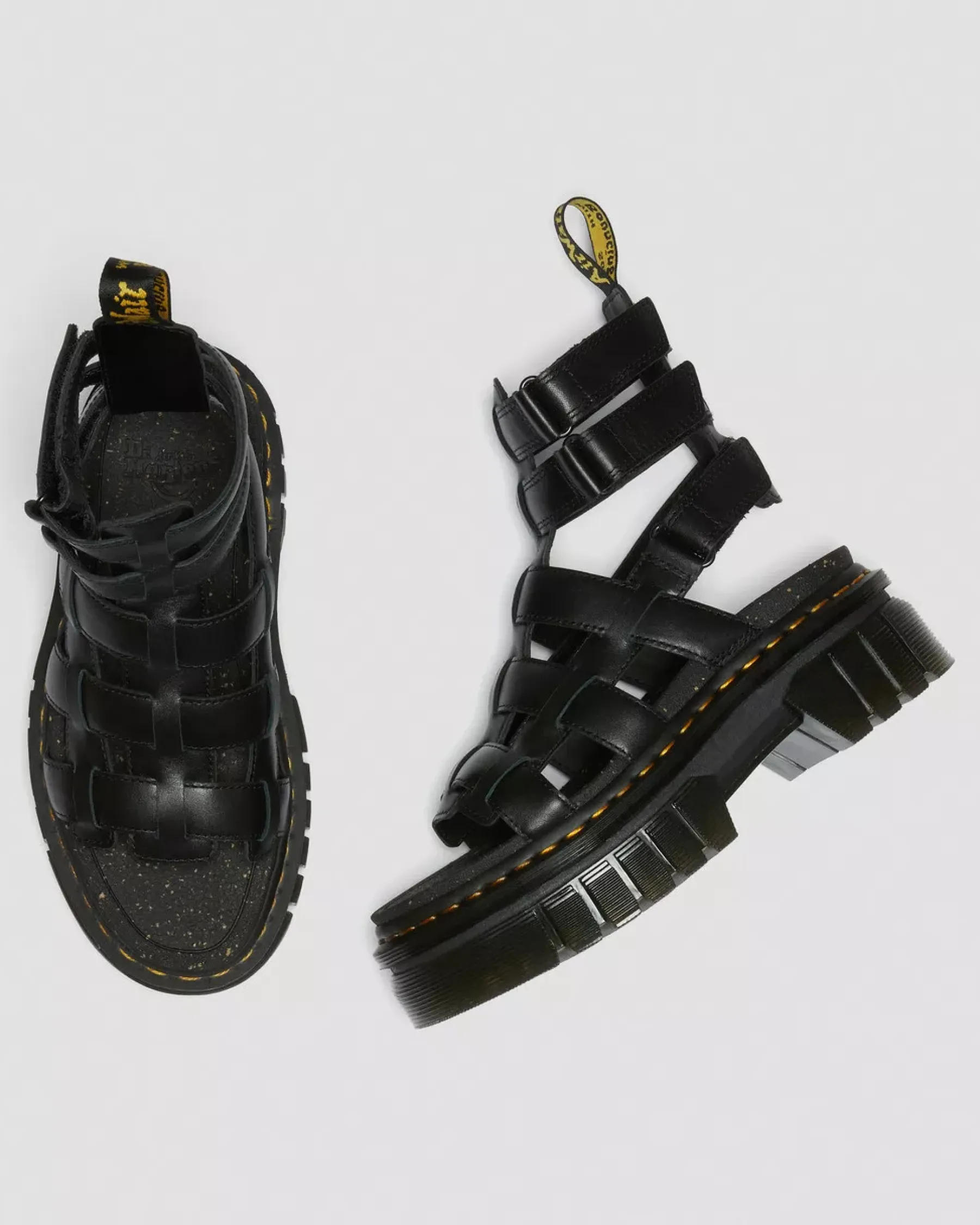 Platform Sandals|Strap Sandals>Dr. Martens Ricki Nappa Lux Leather Platform Gladiator Sandals Black — Nappa Lux