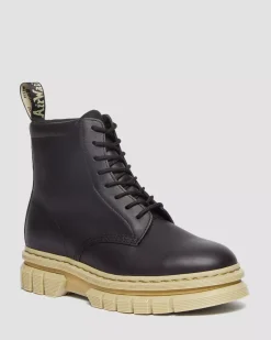 Sale|Ankle Boots>Dr. Martens Rikard Contrast Sole Platform Lace Up Boots Black — Polished Lucido