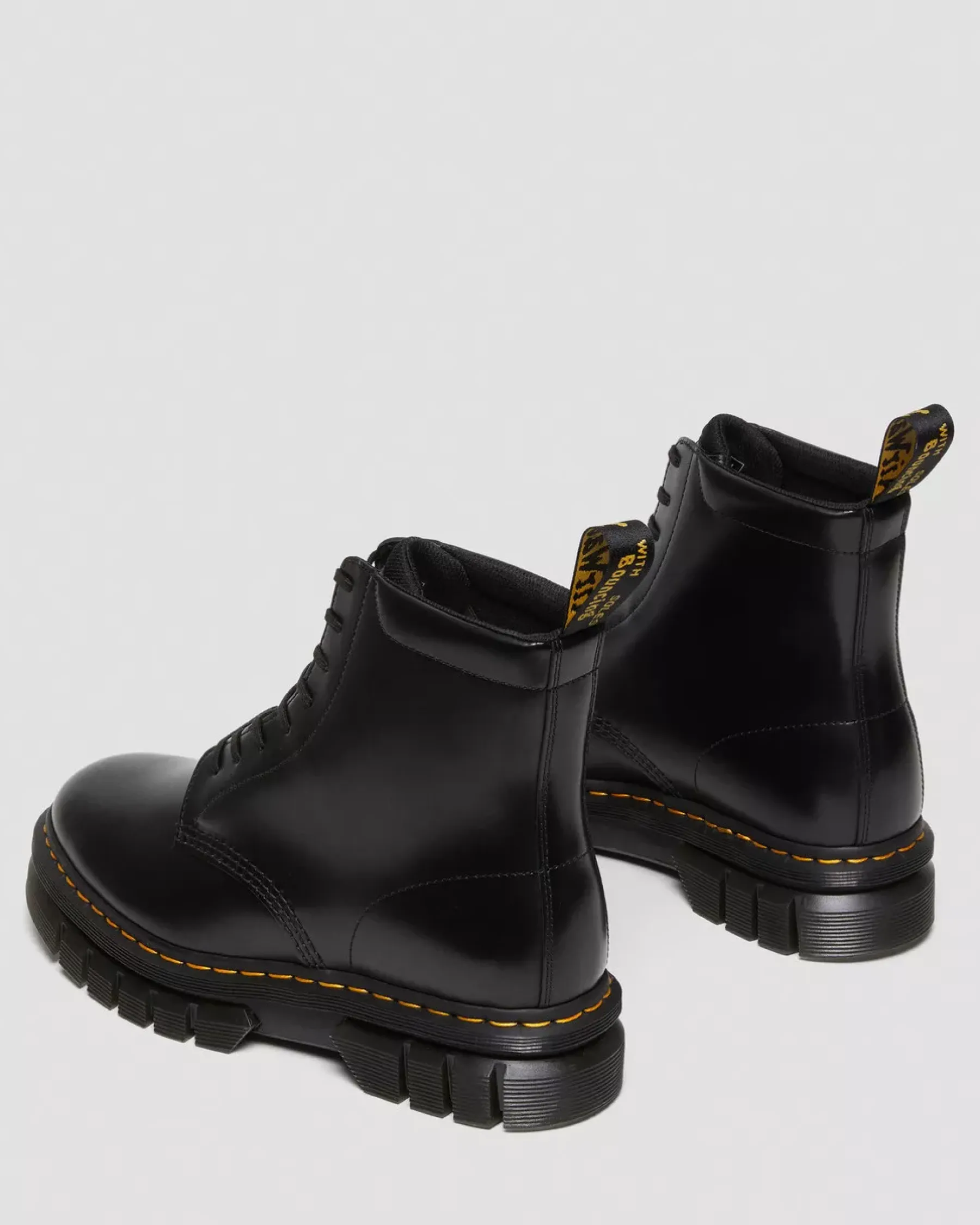 Sale|Platform Boots>Dr. Martens Rikard Smooth Leather Platform Lace Up Boots Black — Polished Smooth
