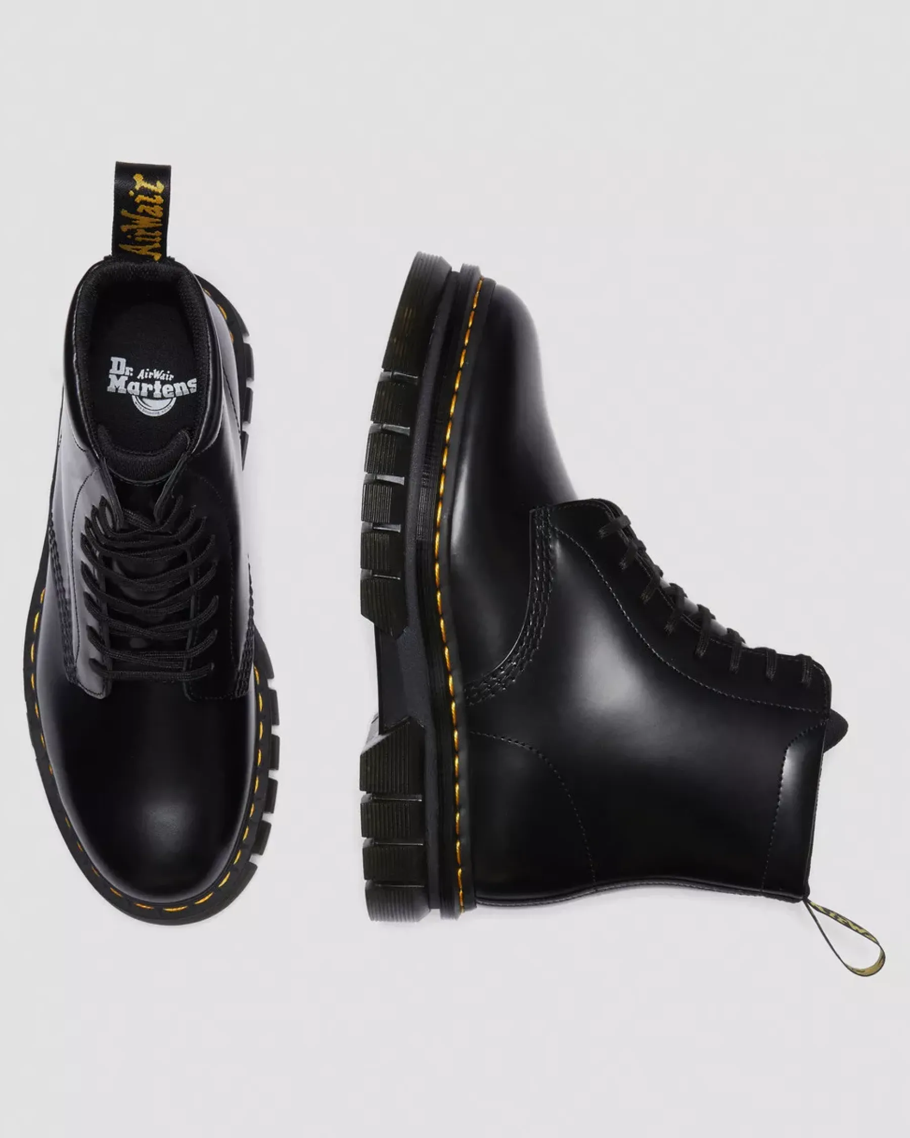 Sale|Platform Boots>Dr. Martens Rikard Smooth Leather Platform Lace Up Boots Black — Polished Smooth
