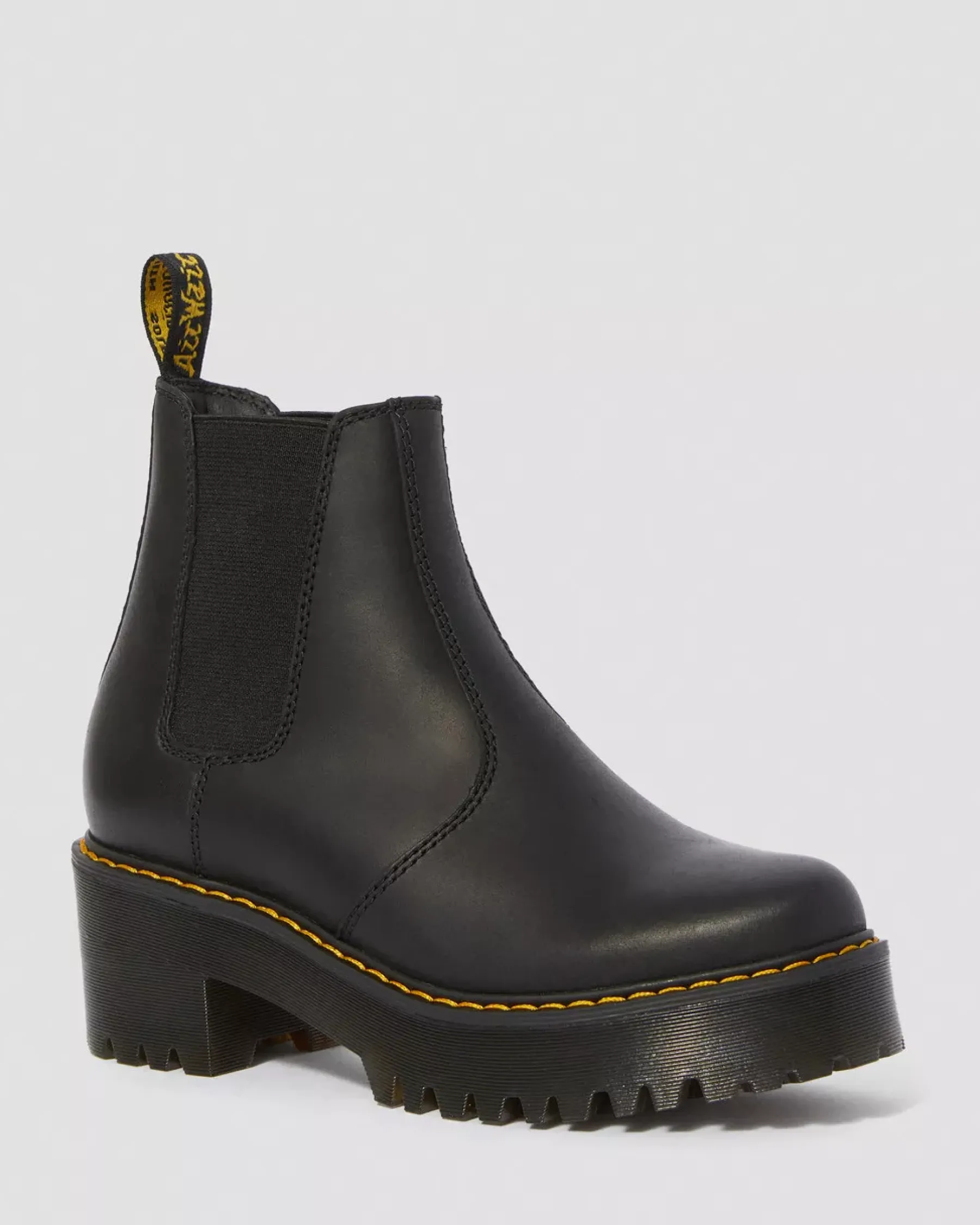 Bestsellers|Chelsea Boots>Dr. Martens Rometty Wyoming Leather Platform Chelsea Boots Black — Burnished Wyoming