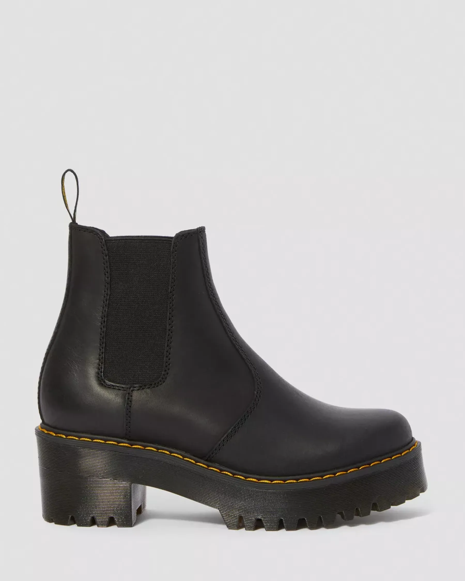 Bestsellers|Chelsea Boots>Dr. Martens Rometty Wyoming Leather Platform Chelsea Boots Black — Burnished Wyoming