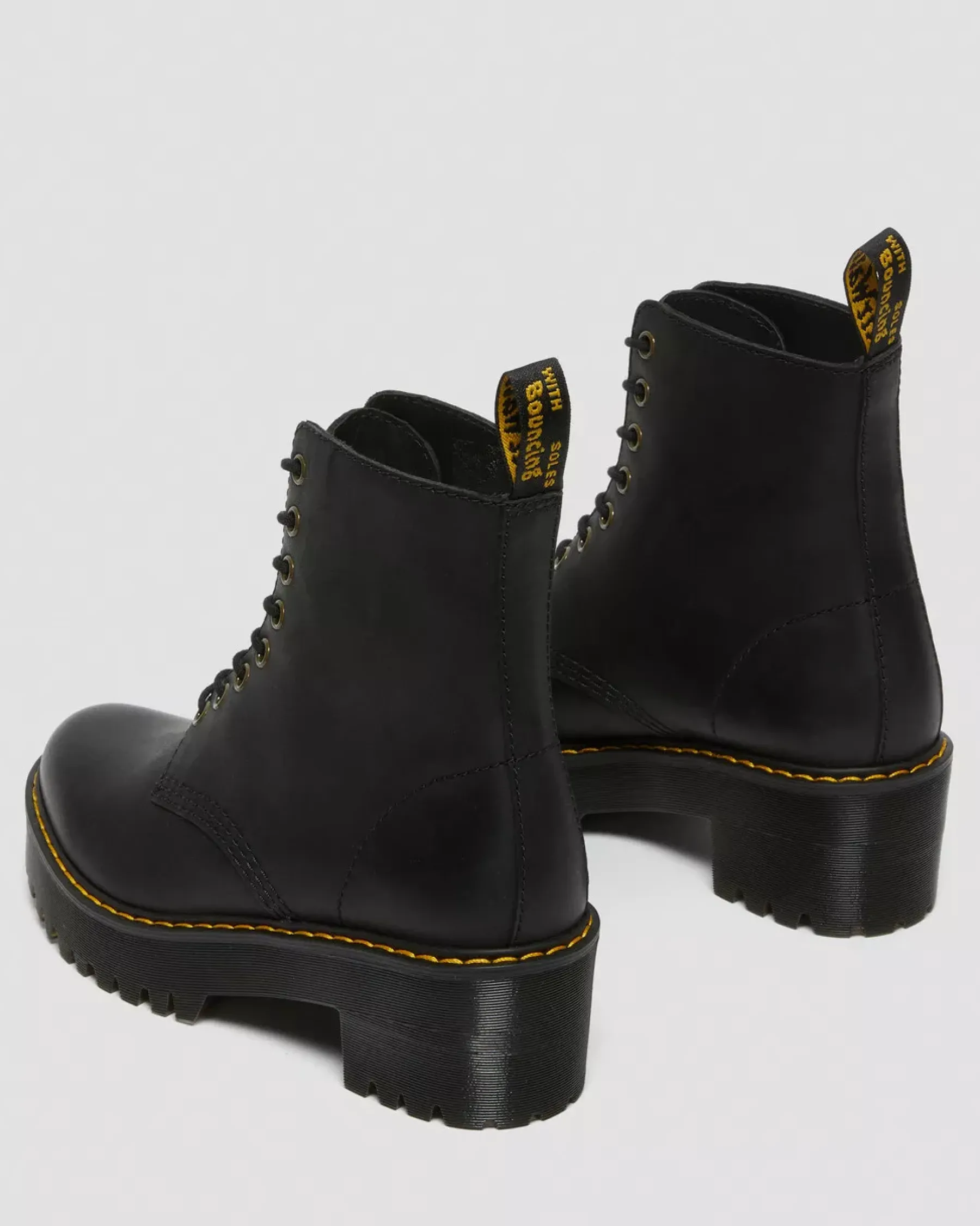 Heeled Boots|Ankle Boots>Dr. Martens Shriver Hi Women's Wyoming Leather Heeled Boots Black — Burnished Wyoming