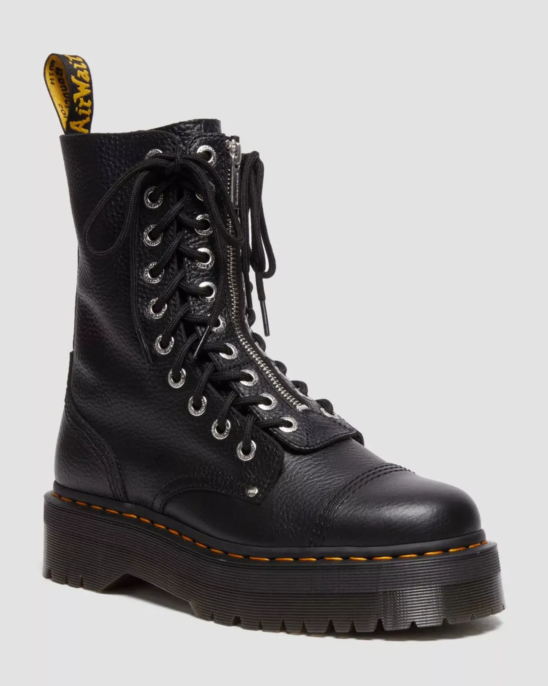 Platform Boots|Ankle Boots>Dr. Martens Sinclair Hi Milled Nappa Leather Platform Boots Black — Milled Nappa