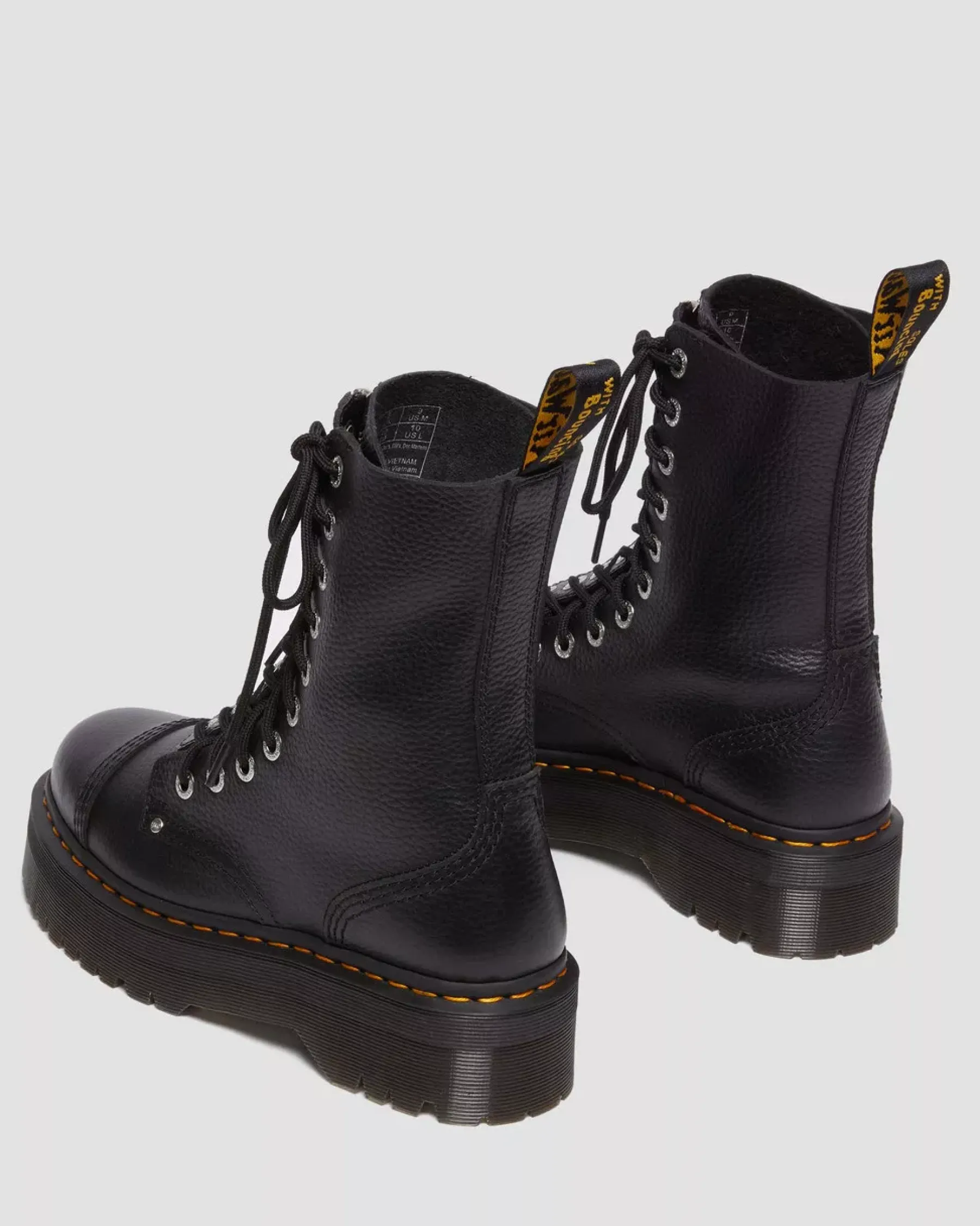 Platform Boots|Ankle Boots>Dr. Martens Sinclair Hi Milled Nappa Leather Platform Boots Black — Milled Nappa