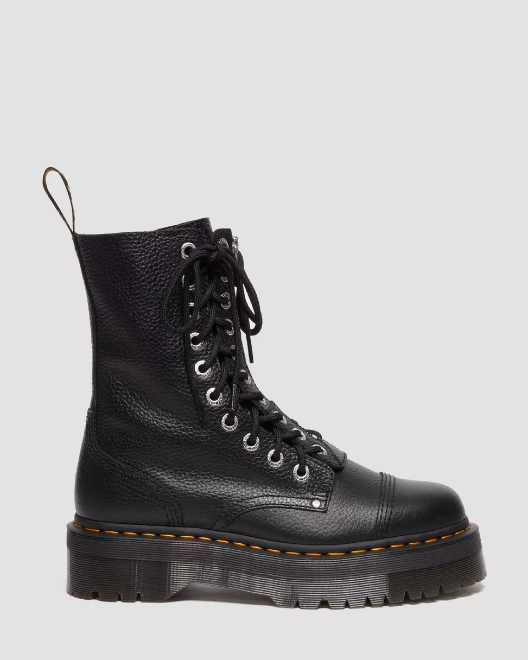 Platform Boots|Ankle Boots>Dr. Martens Sinclair Hi Milled Nappa Leather Platform Boots Black — Milled Nappa