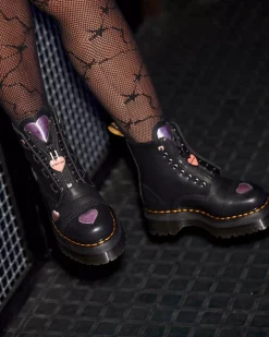 Platform Boots|Ankle Boots>Dr. Martens Sinclair Leather Heart Platform Boots Black — Lapstone+Satin Lux