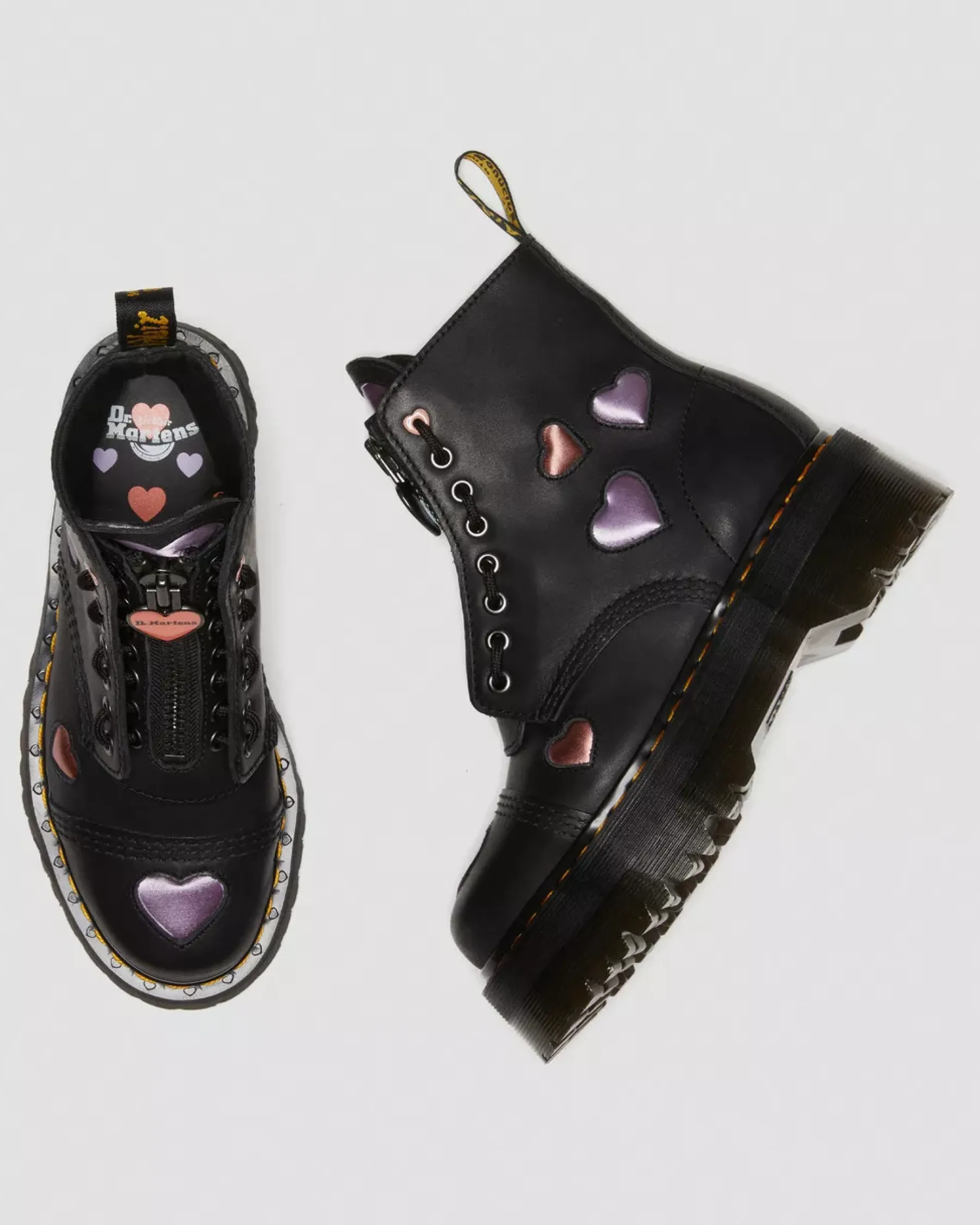 Platform Boots|Ankle Boots>Dr. Martens Sinclair Leather Heart Platform Boots Black — Lapstone+Satin Lux