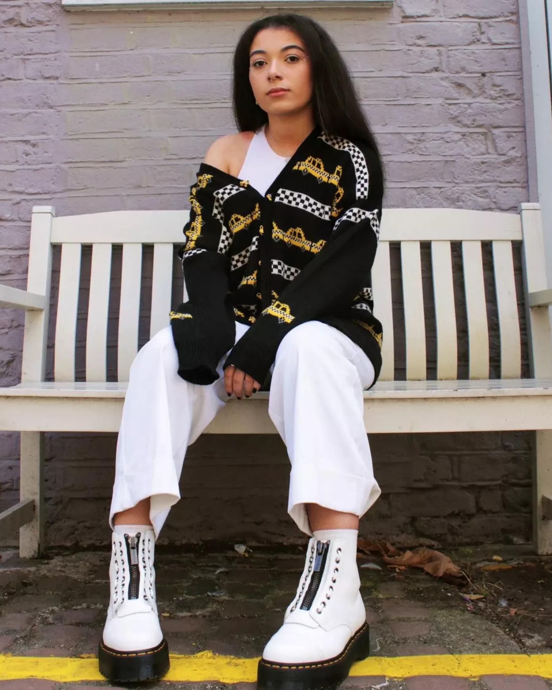 Sale|Platform Boots>Dr. Martens Sinclair Milled Nappa Leather Platform Boots White — Milled Nappa