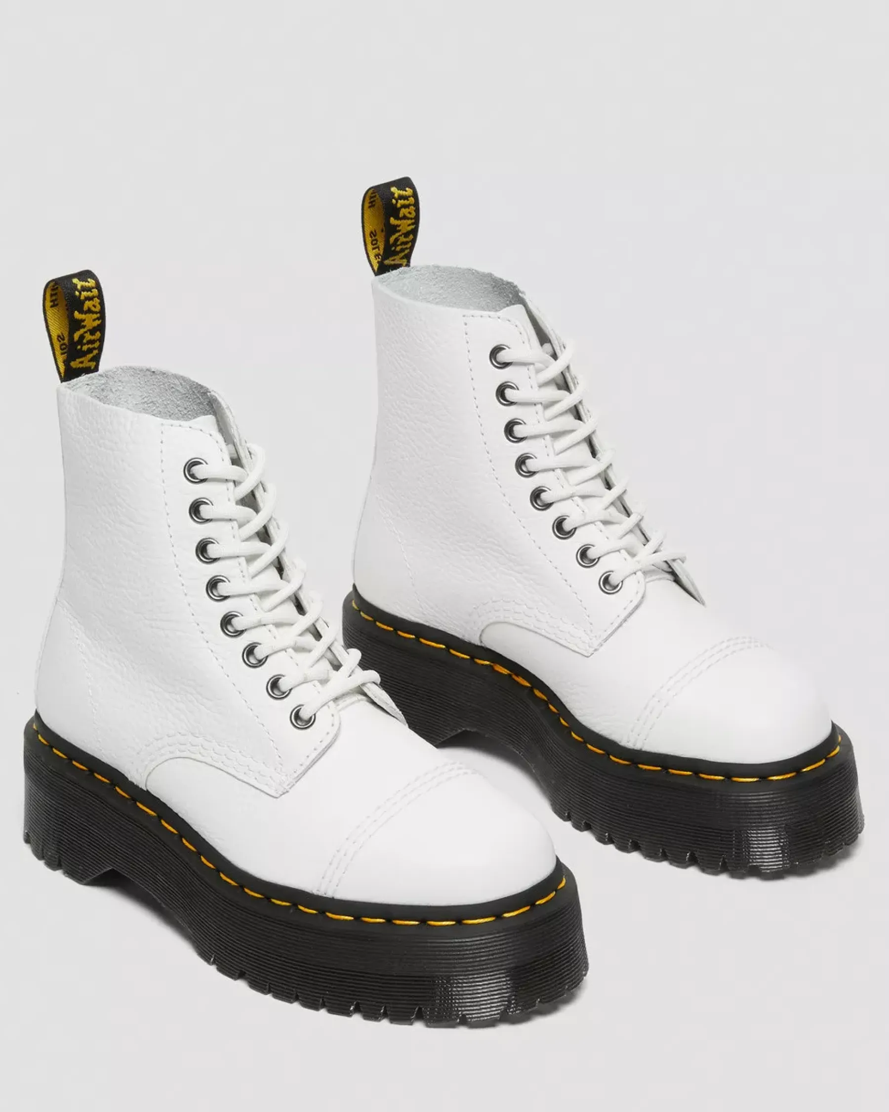 Sale|Platform Boots>Dr. Martens Sinclair Milled Nappa Leather Platform Boots White — Milled Nappa
