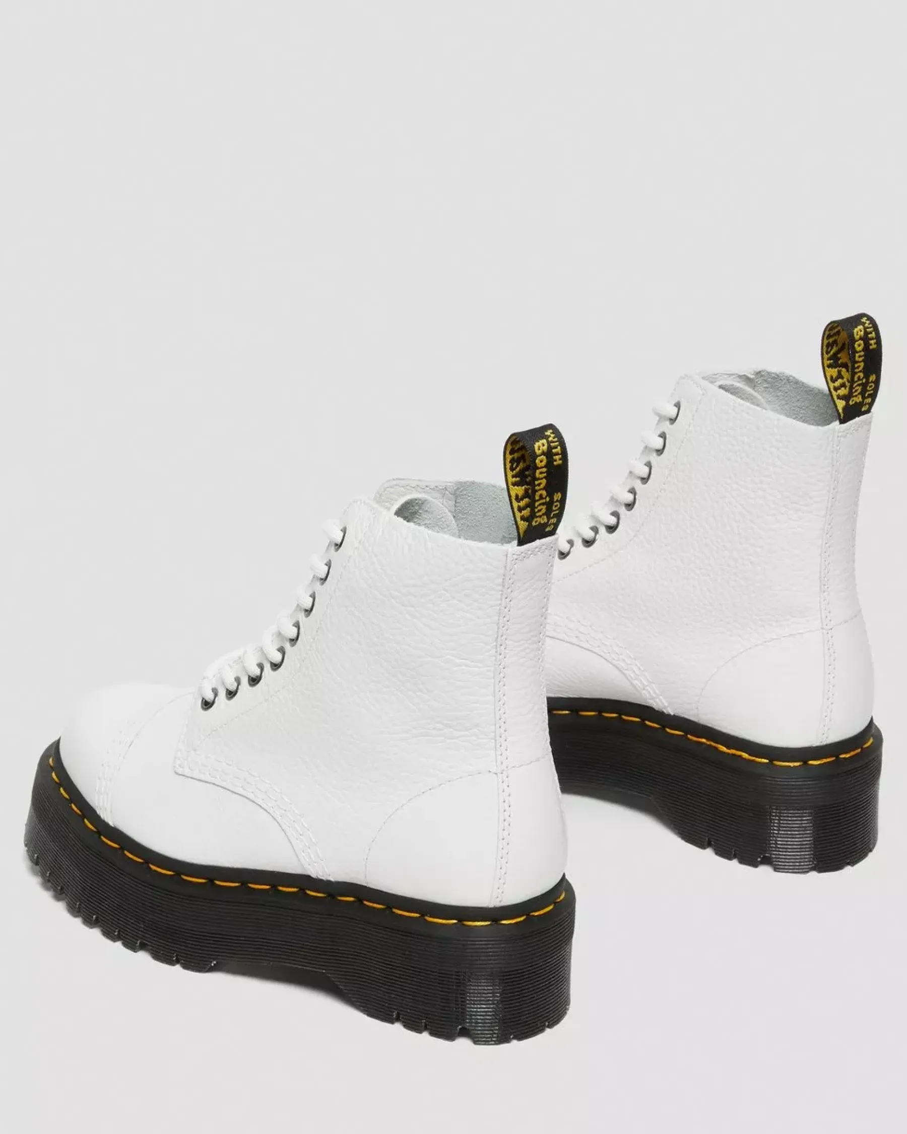Sale|Platform Boots>Dr. Martens Sinclair Milled Nappa Leather Platform Boots White — Milled Nappa