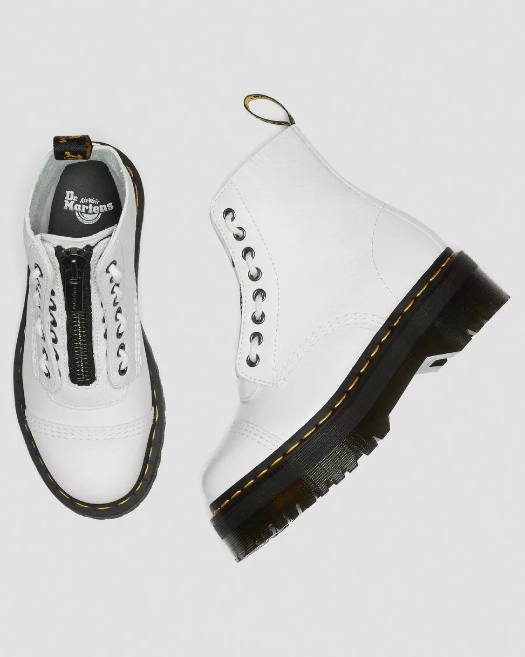 Sale|Platform Boots>Dr. Martens Sinclair Milled Nappa Leather Platform Boots White — Milled Nappa