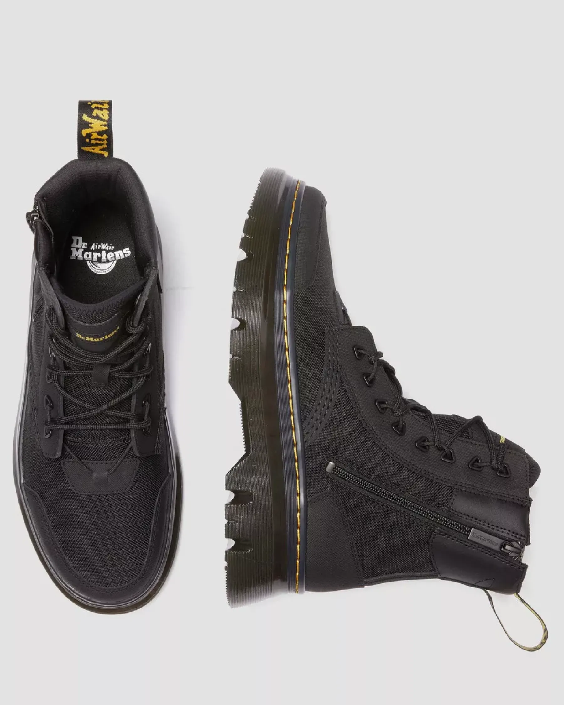 Sale|Casual Boots>Dr. Martens Tarik Zip Poly & Leather Utility Boots BLACK — Ajax + Extra Tough 50/50 + Hydro