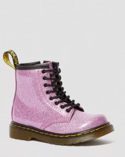 Toddler / 2-4 Years|Boots>Dr. Martens Toddler 1460 Glitter Lace Up Boots Dark Pink — Coated Glitter