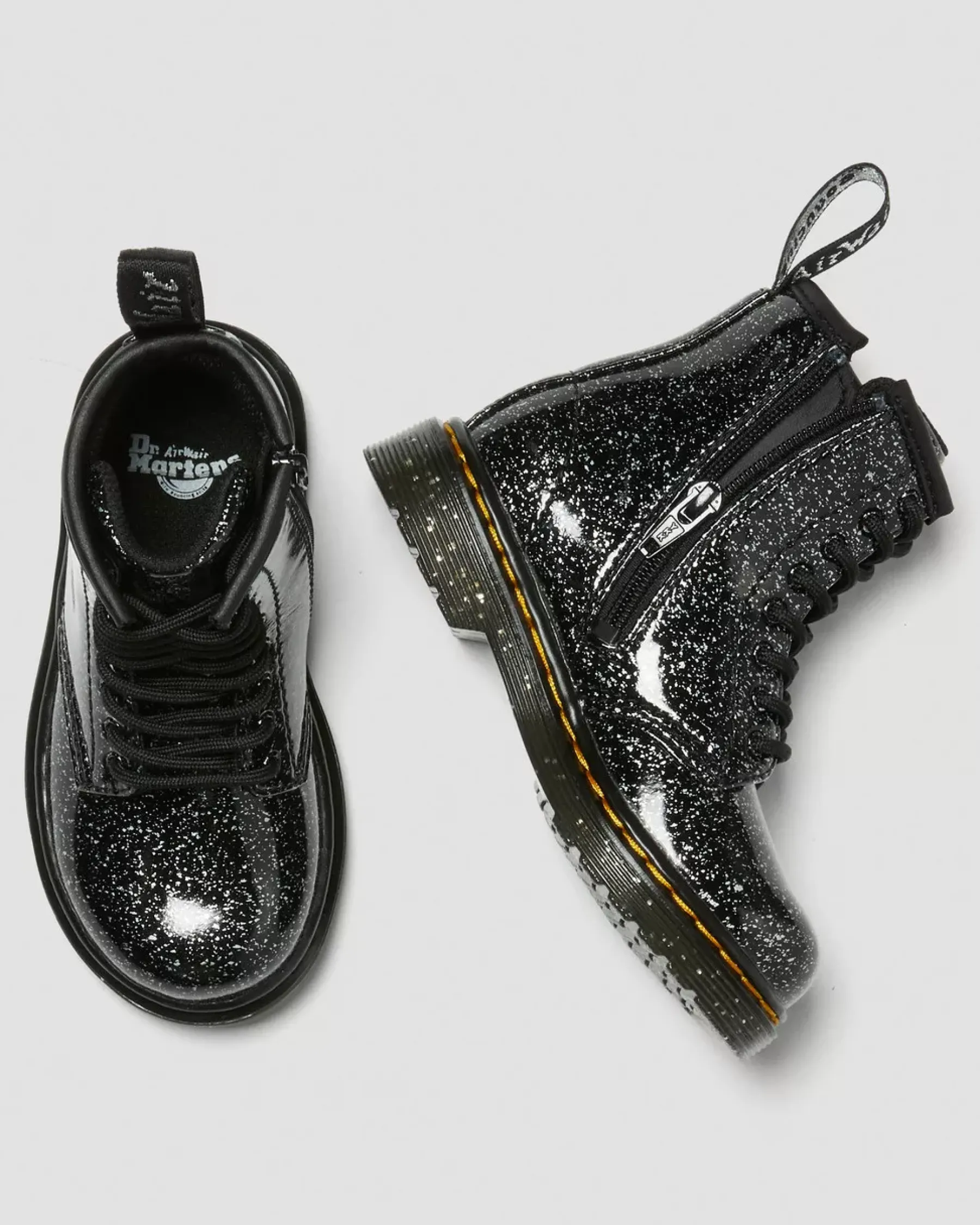 Glitter & Patent Boots|Toddler / 2-4 Years>Dr. Martens Toddler 1460 Glitter Lace Up Boots Black — Cosmic Glitter