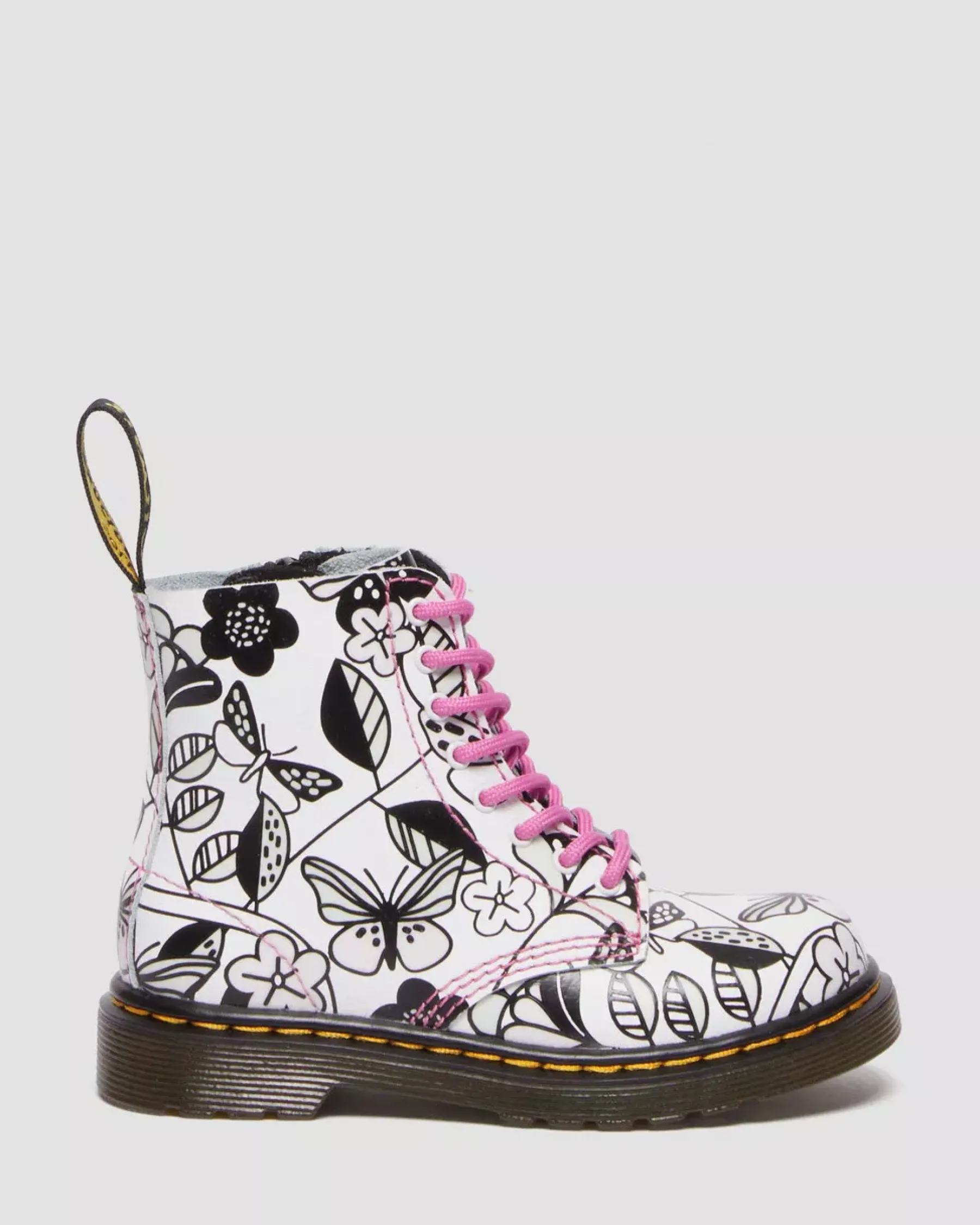 Sale|School Styles>Dr. Martens Toddler 1460 Meadow Print Leather Lace Up Boots WHITE