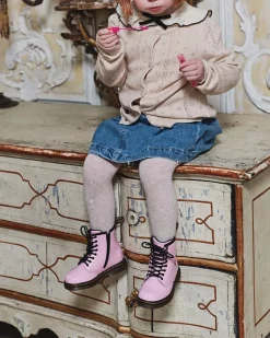 Glitter & Patent Boots|Toddler / 2-4 Years>Dr. Martens Toddler 1460 Patent Leather Lace Up Boots Pale Pink — Patent Leather