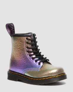 Sale|School Styles>Dr. Martens Toddler 1460 Rainbow Crinkle Leather Lace Up Boots MULTI — Rainbow Crinkle