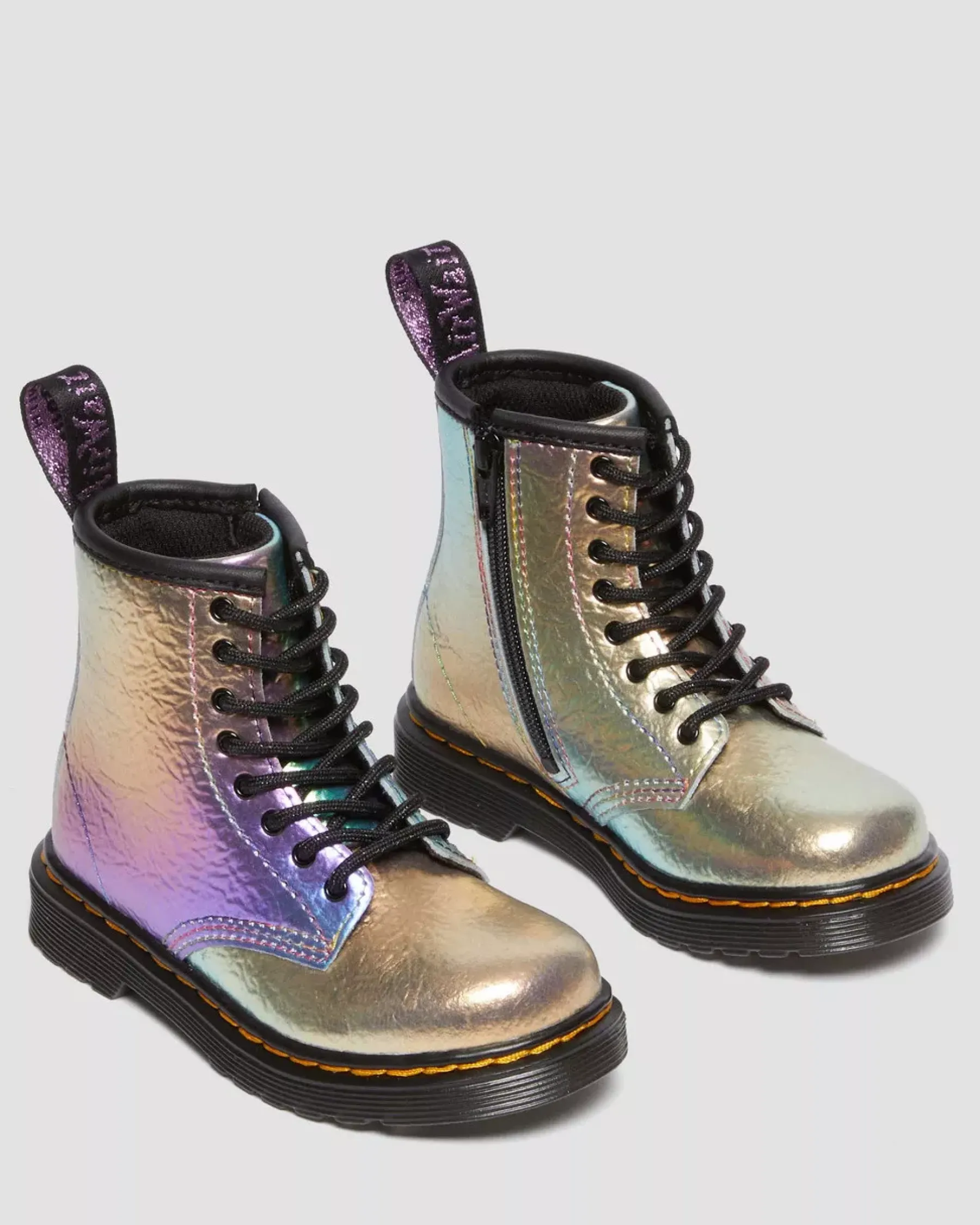 Sale|School Styles>Dr. Martens Toddler 1460 Rainbow Crinkle Leather Lace Up Boots MULTI — Rainbow Crinkle