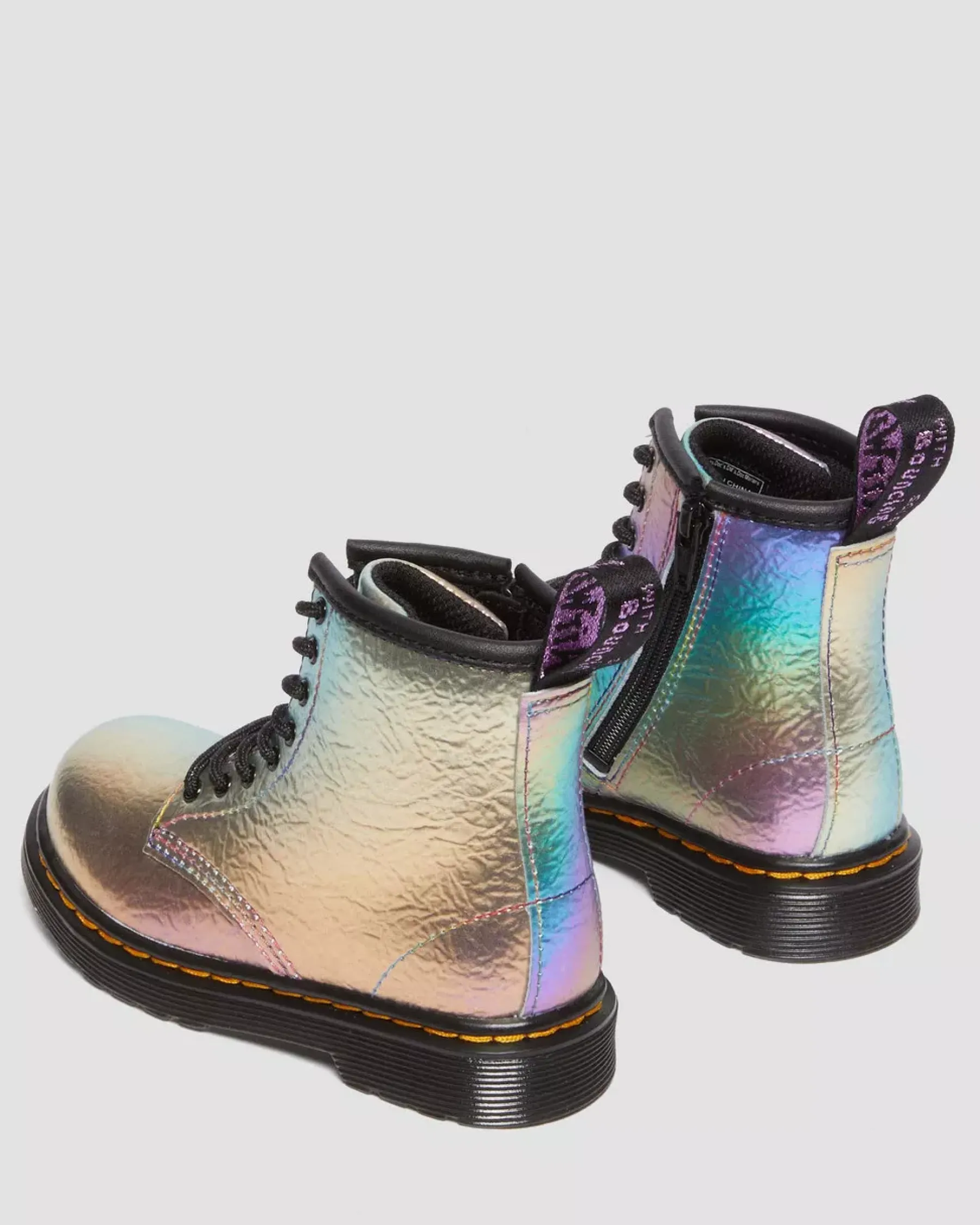 Sale|School Styles>Dr. Martens Toddler 1460 Rainbow Crinkle Leather Lace Up Boots MULTI — Rainbow Crinkle