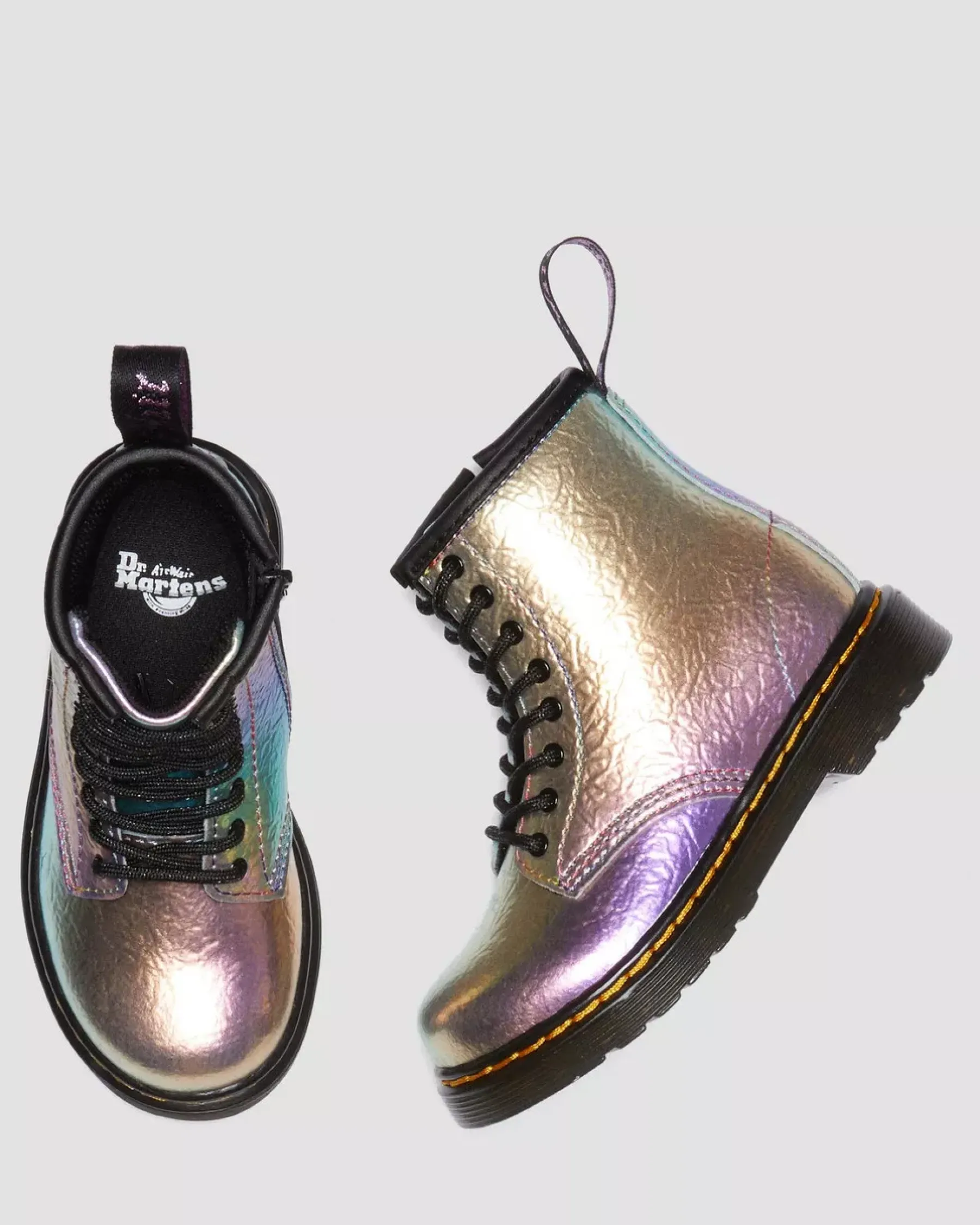Sale|School Styles>Dr. Martens Toddler 1460 Rainbow Crinkle Leather Lace Up Boots MULTI — Rainbow Crinkle