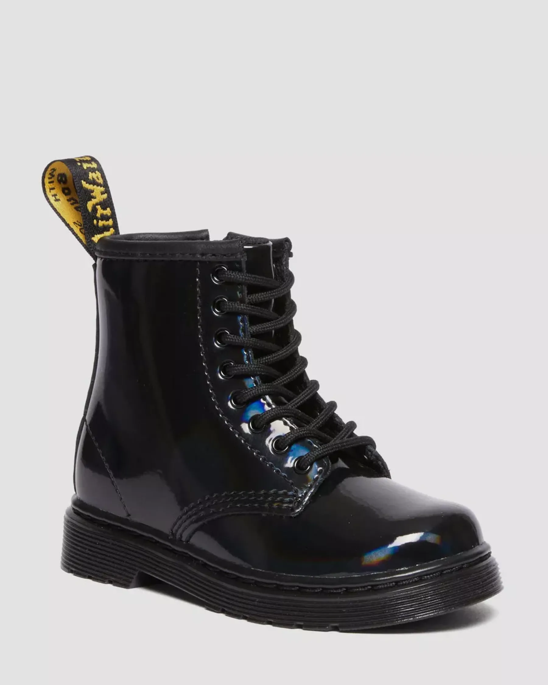 School Styles|Toddler / 2-4 Years>Dr. Martens Toddler 1460 Rainbow Patent Leather Lace Up Boots Black — Rainbow Patent