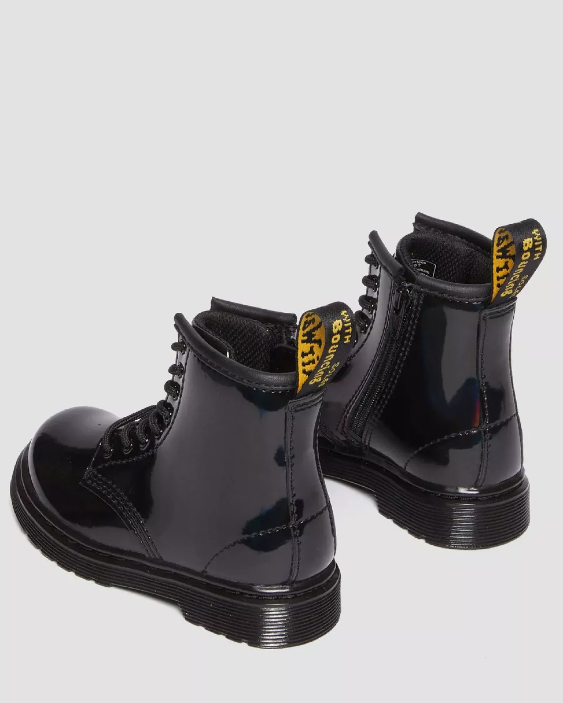 School Styles|Toddler / 2-4 Years>Dr. Martens Toddler 1460 Rainbow Patent Leather Lace Up Boots Black — Rainbow Patent