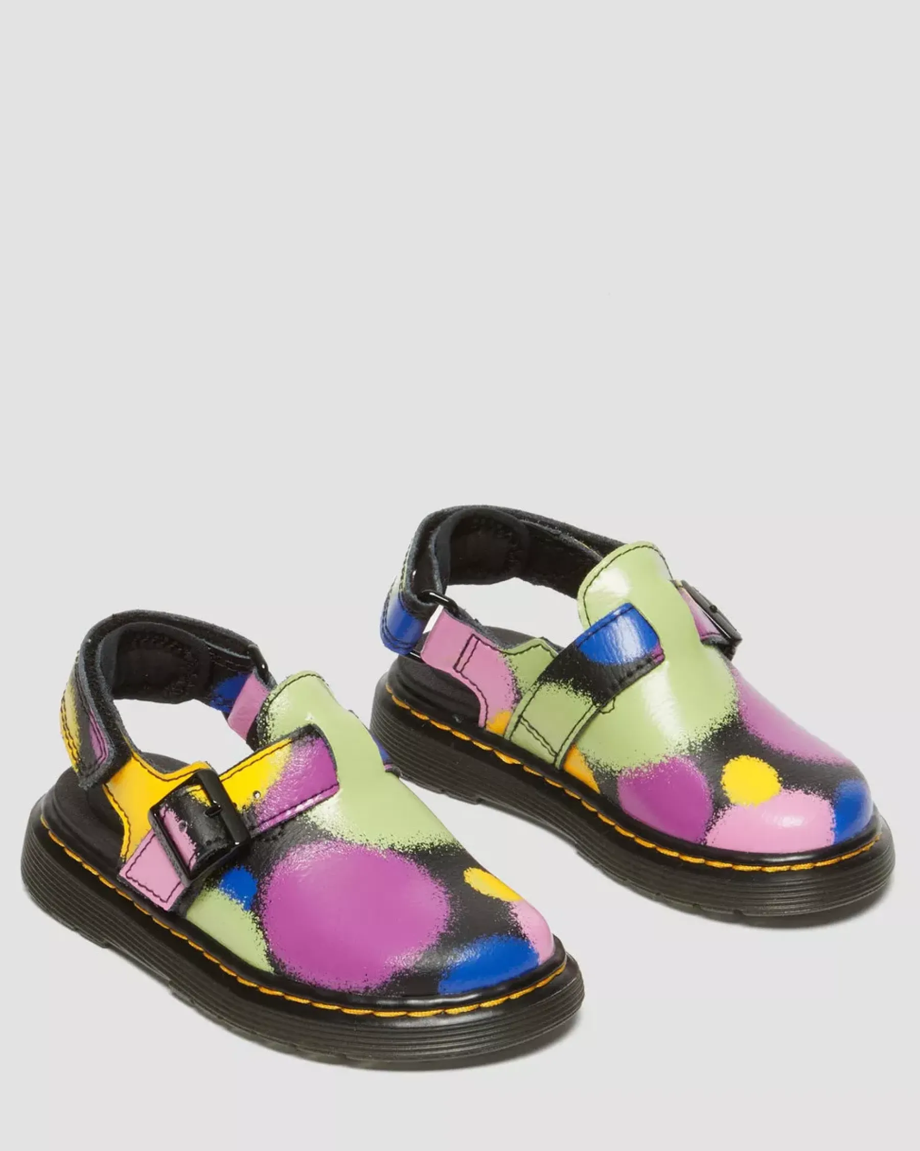 School Styles|Toddler / 2-4 Years>Dr. Martens Toddler Jorgie Haze Hydro Leather Slingback Mules Black