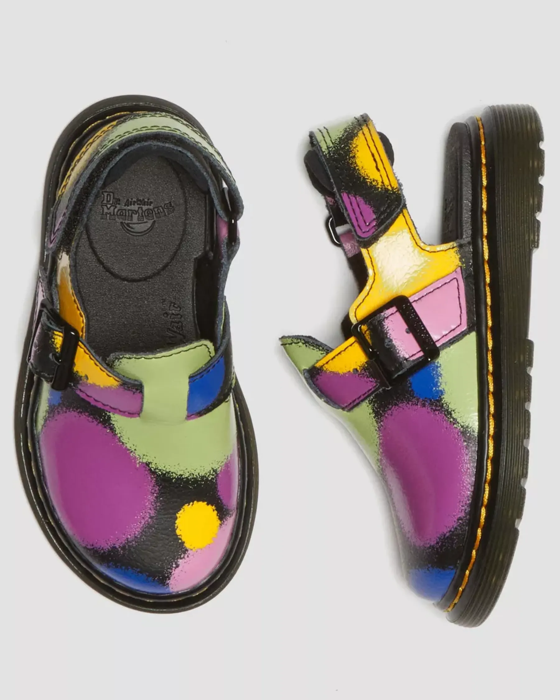 School Styles|Toddler / 2-4 Years>Dr. Martens Toddler Jorgie Haze Hydro Leather Slingback Mules Black