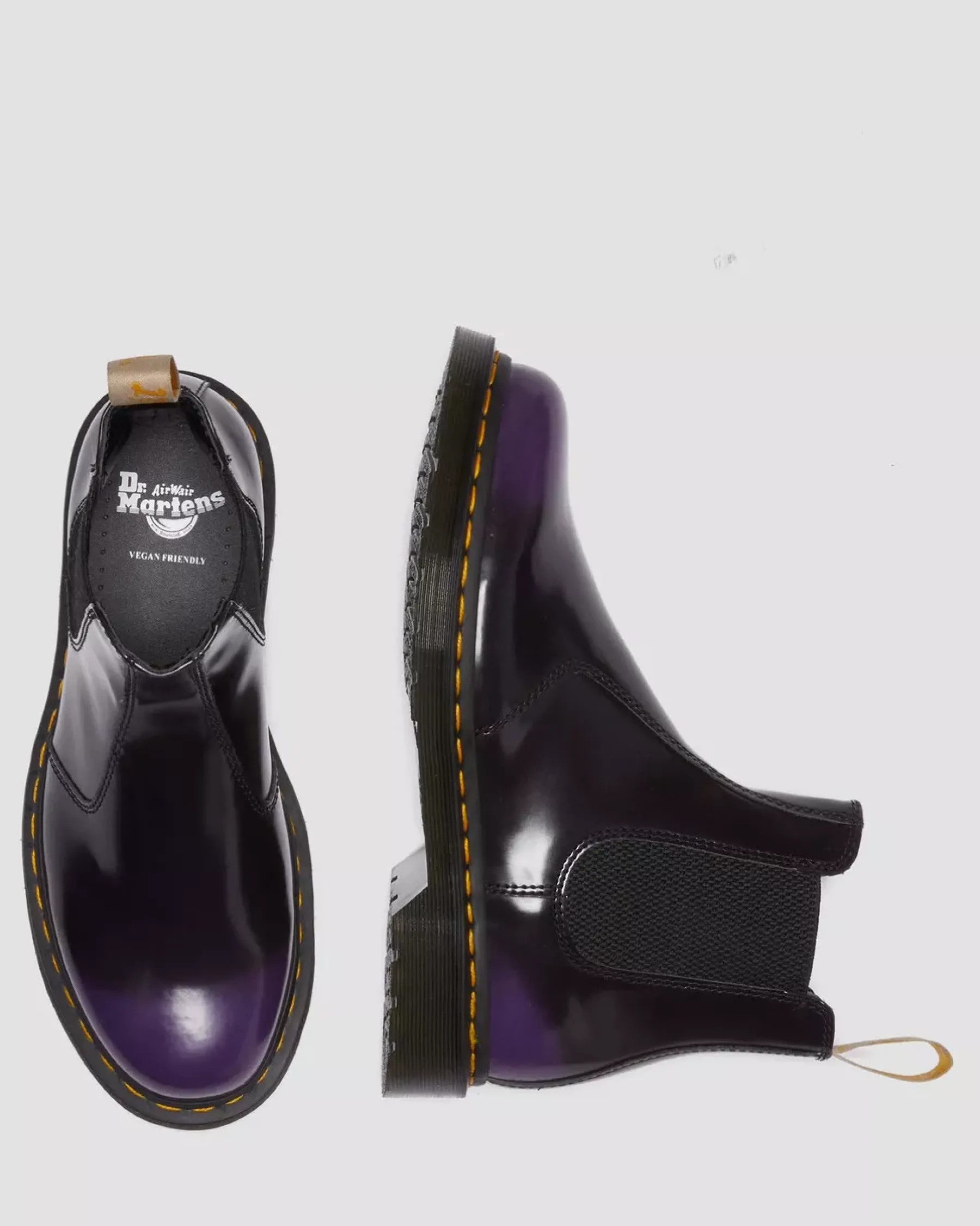 Sale|Vegan>Dr. Martens Vegan 2976 Chelsea Boots BLACK/RICH PURPLE — Oxford Rub Off
