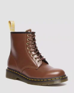 Vegan|Originals>Dr. Martens Vegan 1460 Faux Fur Lined Lace Up Boots BROWN — Norfolk Vegan