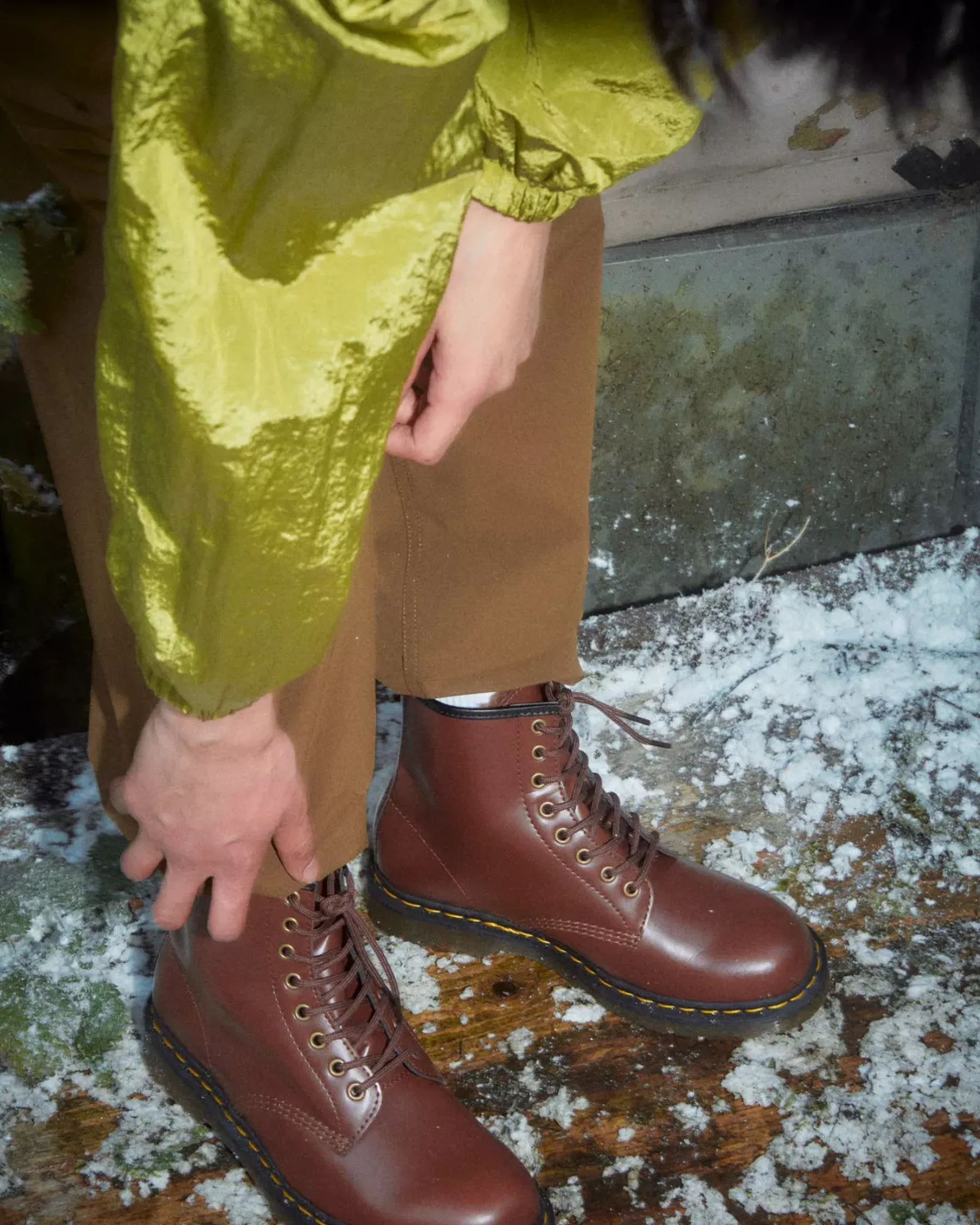 Vegan|Originals>Dr. Martens Vegan 1460 Faux Fur Lined Lace Up Boots BROWN — Norfolk Vegan