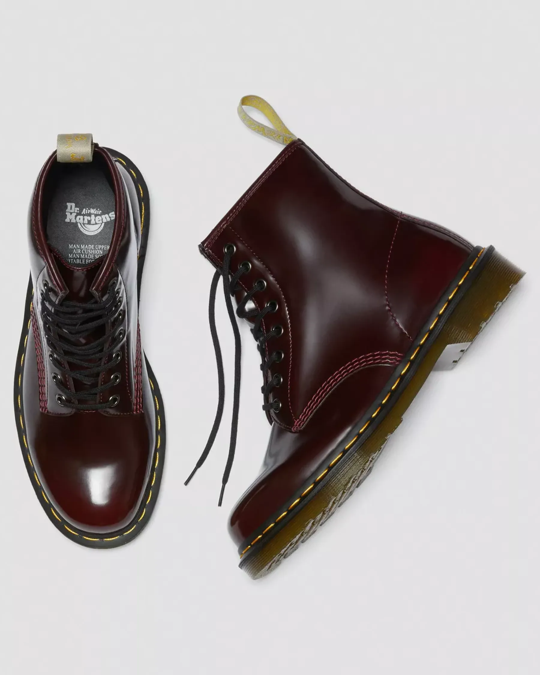 Vegan|Ankle Boots>Dr. Martens Vegan 1460 Lace Up Boots Cherry Red — Oxford Rub Off