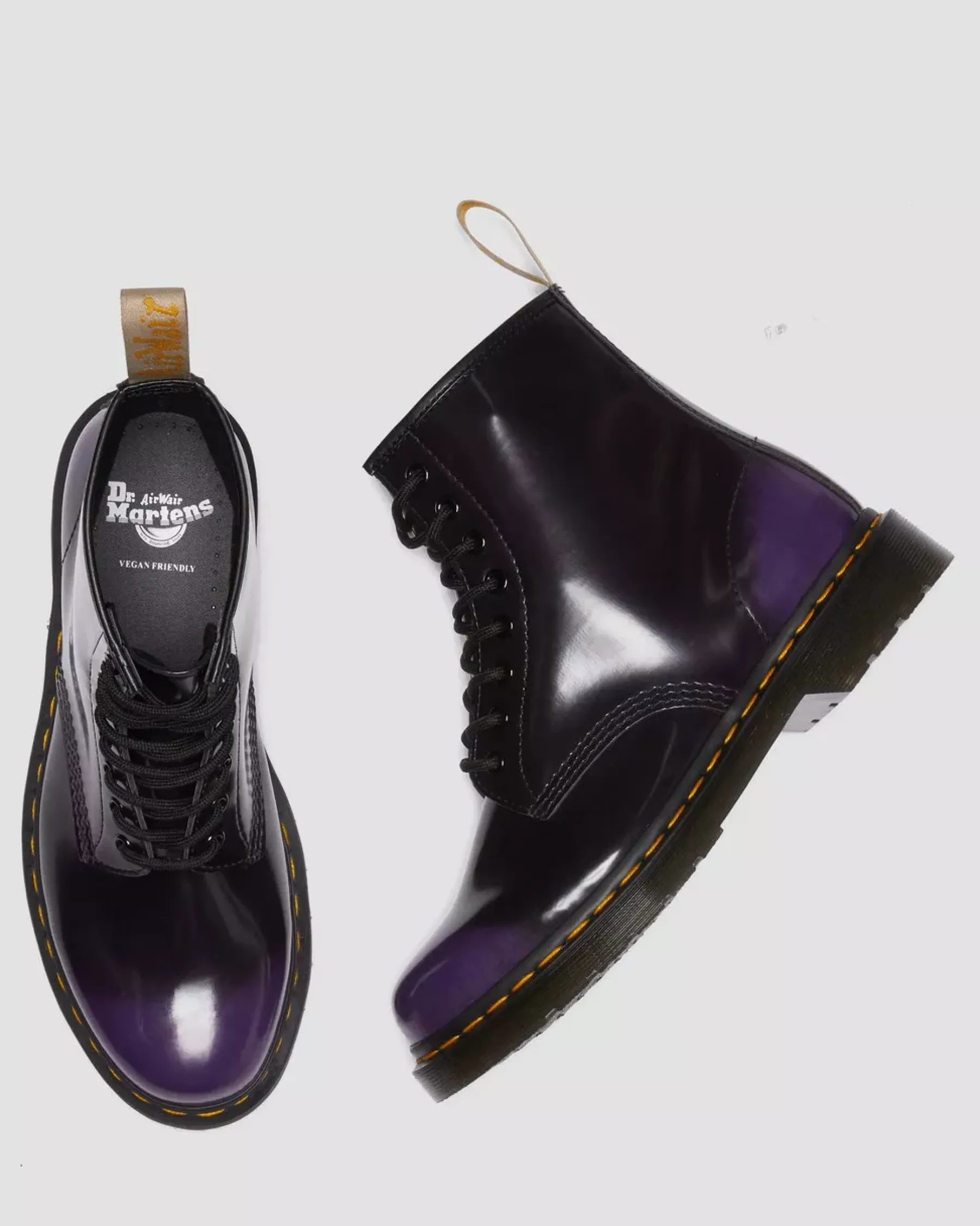 Sale|Vegan>Dr. Martens Vegan 1460 Lace Up Boots BLACK/RICH PURPLE — Oxford Rub Off