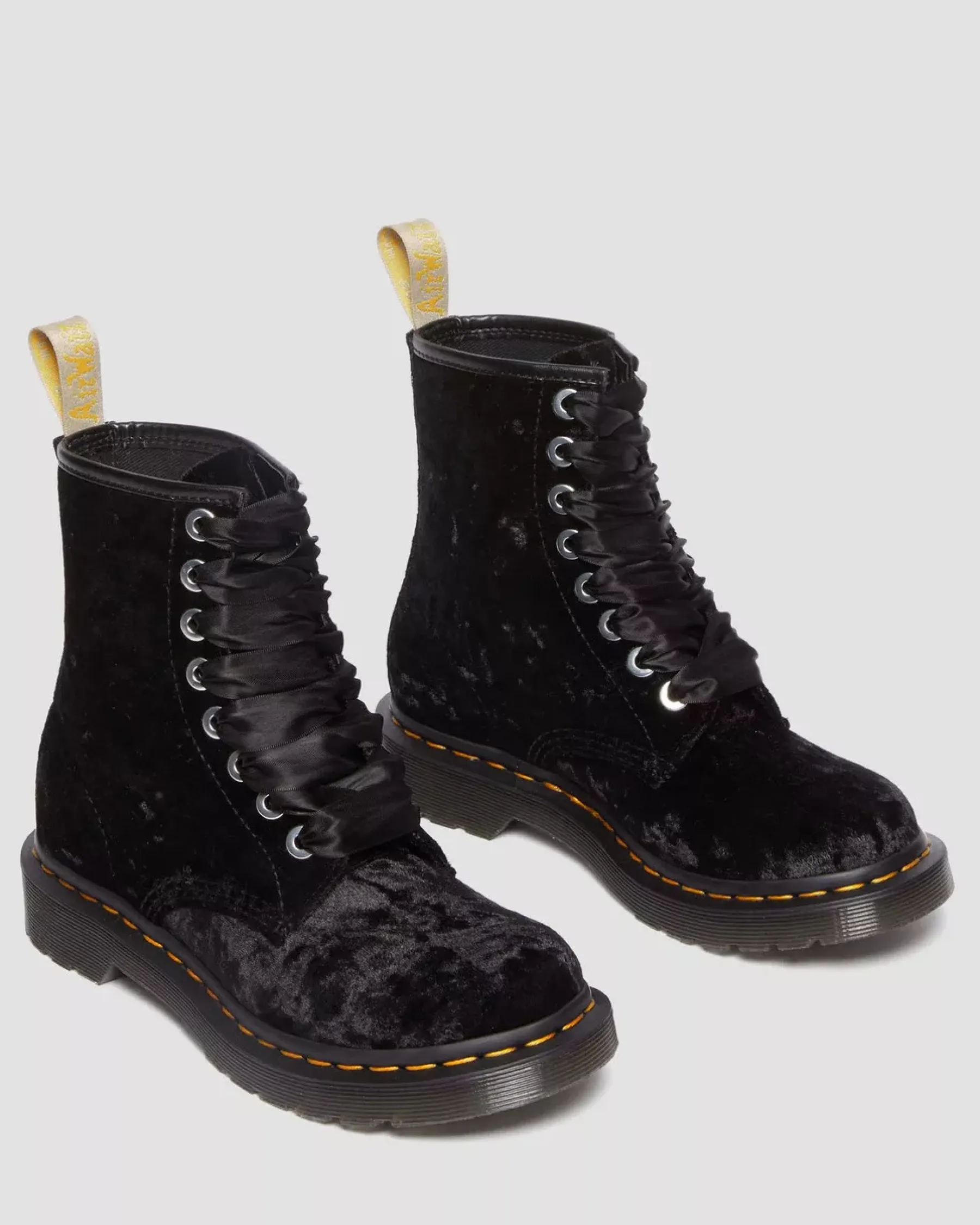 Sale|Originals>Dr. Martens Vegan 1460 Women's Crushed Velvet Lace Up Boots BLACK — Crushed Velvet
