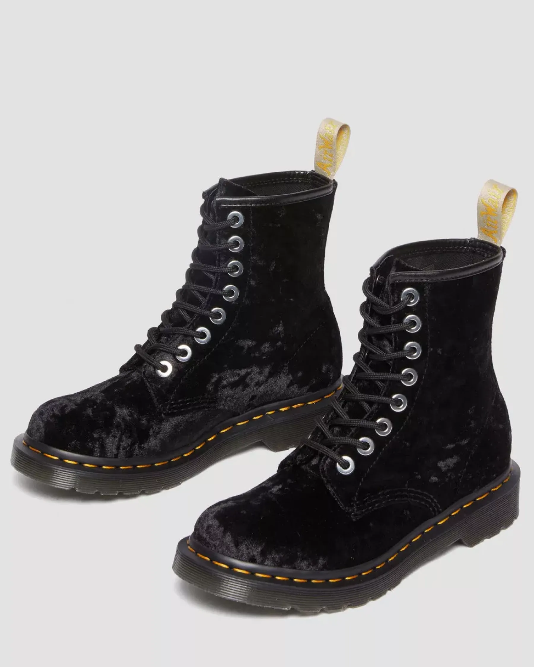 Sale|Originals>Dr. Martens Vegan 1460 Women's Crushed Velvet Lace Up Boots BLACK — Crushed Velvet