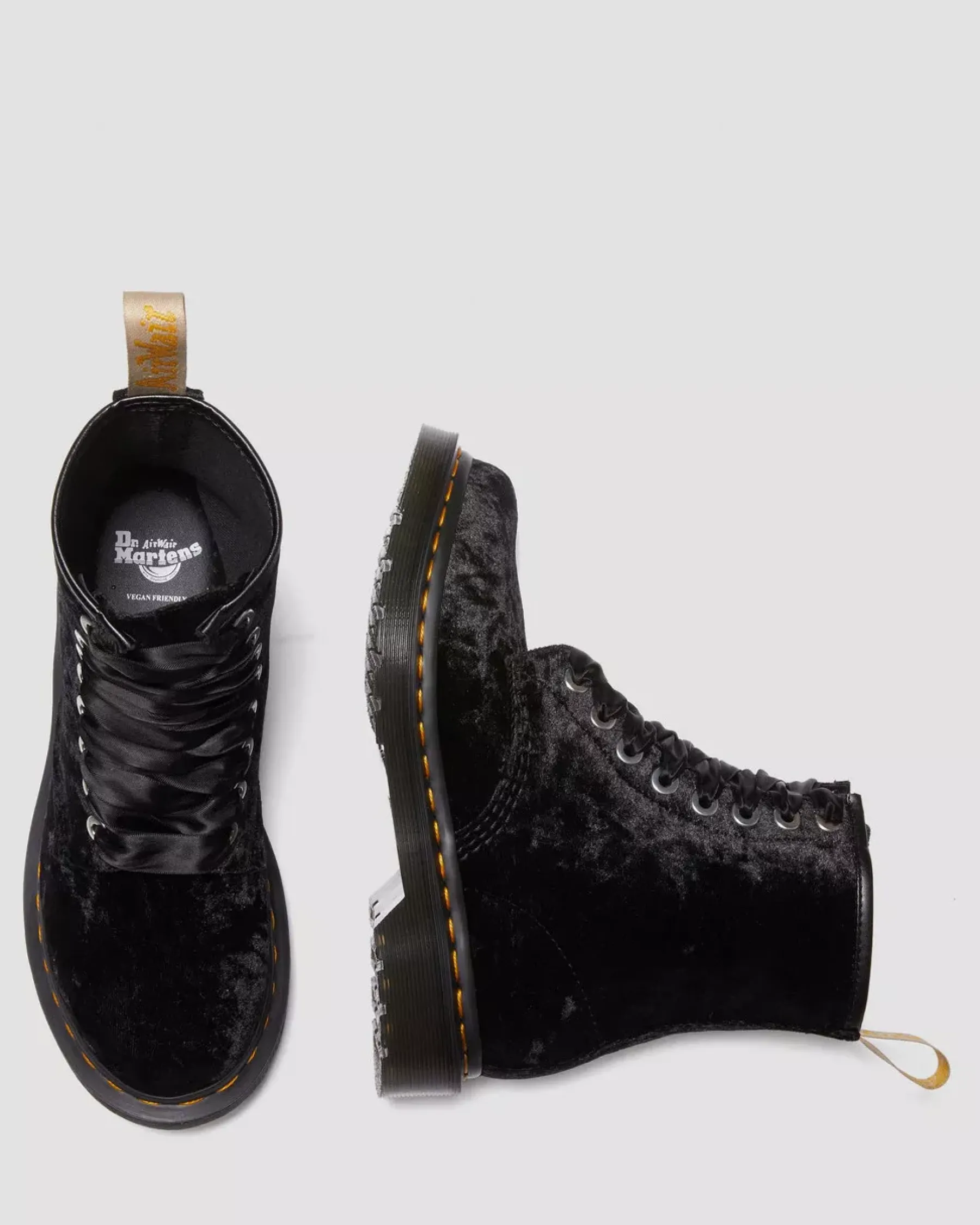 Sale|Originals>Dr. Martens Vegan 1460 Women's Crushed Velvet Lace Up Boots BLACK — Crushed Velvet