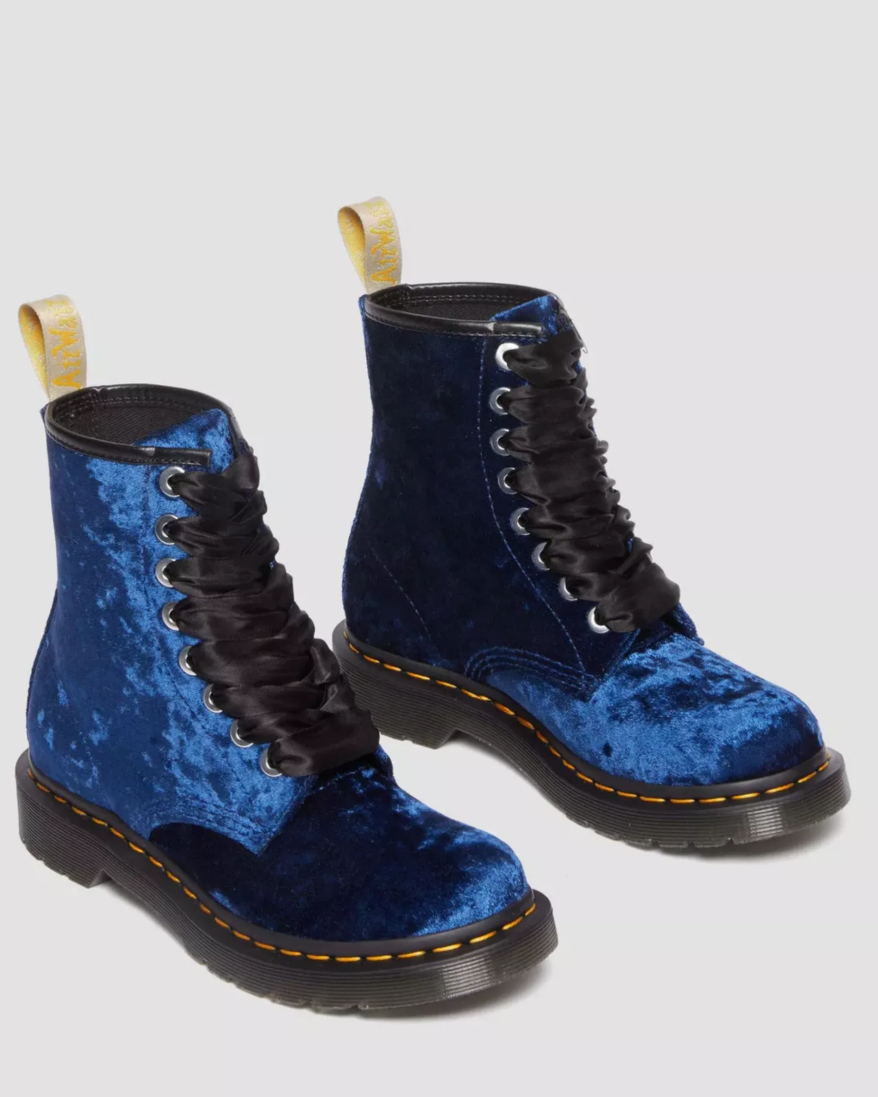 Sale|Originals>Dr. Martens Vegan 1460 Women's Crushed Velvet Lace Up Boots DEEP BLUE — Crushed Velvet