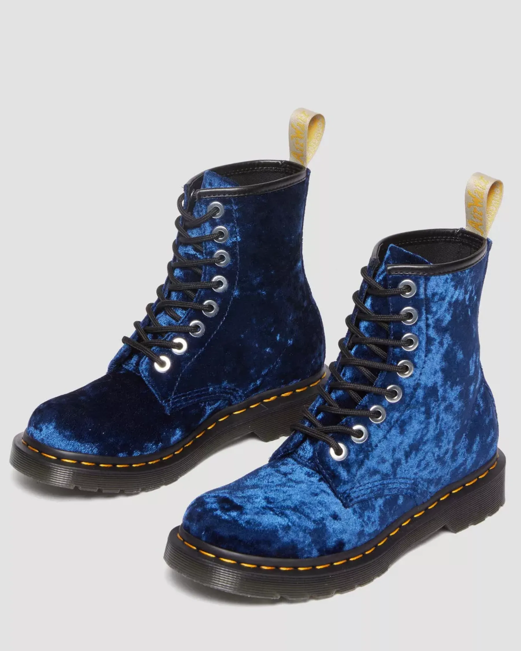 Sale|Originals>Dr. Martens Vegan 1460 Women's Crushed Velvet Lace Up Boots DEEP BLUE — Crushed Velvet