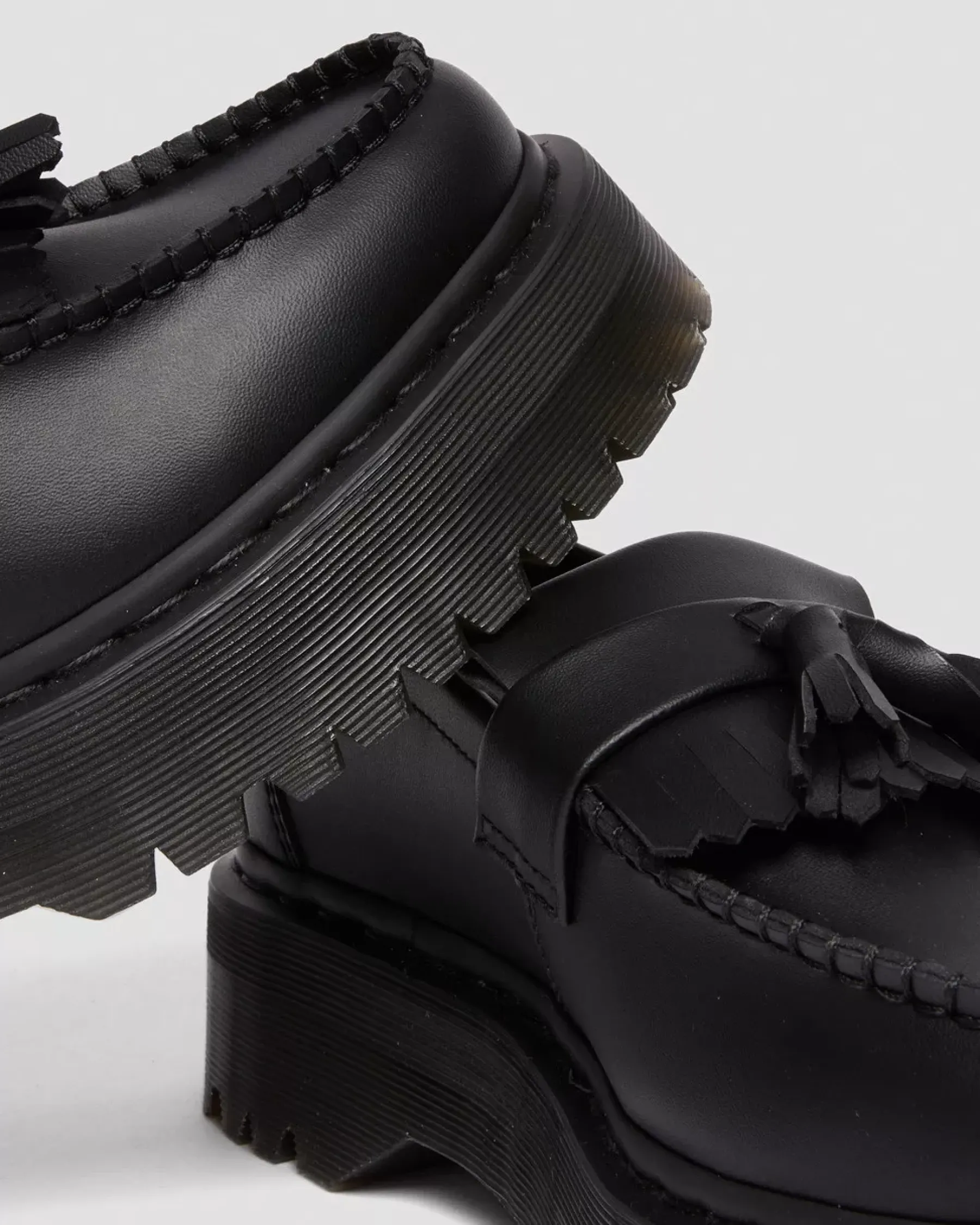 Vegan|Originals>Dr. Martens Vegan Adrian Felix Platform Tassel Loafers Black — Felix Rub Off