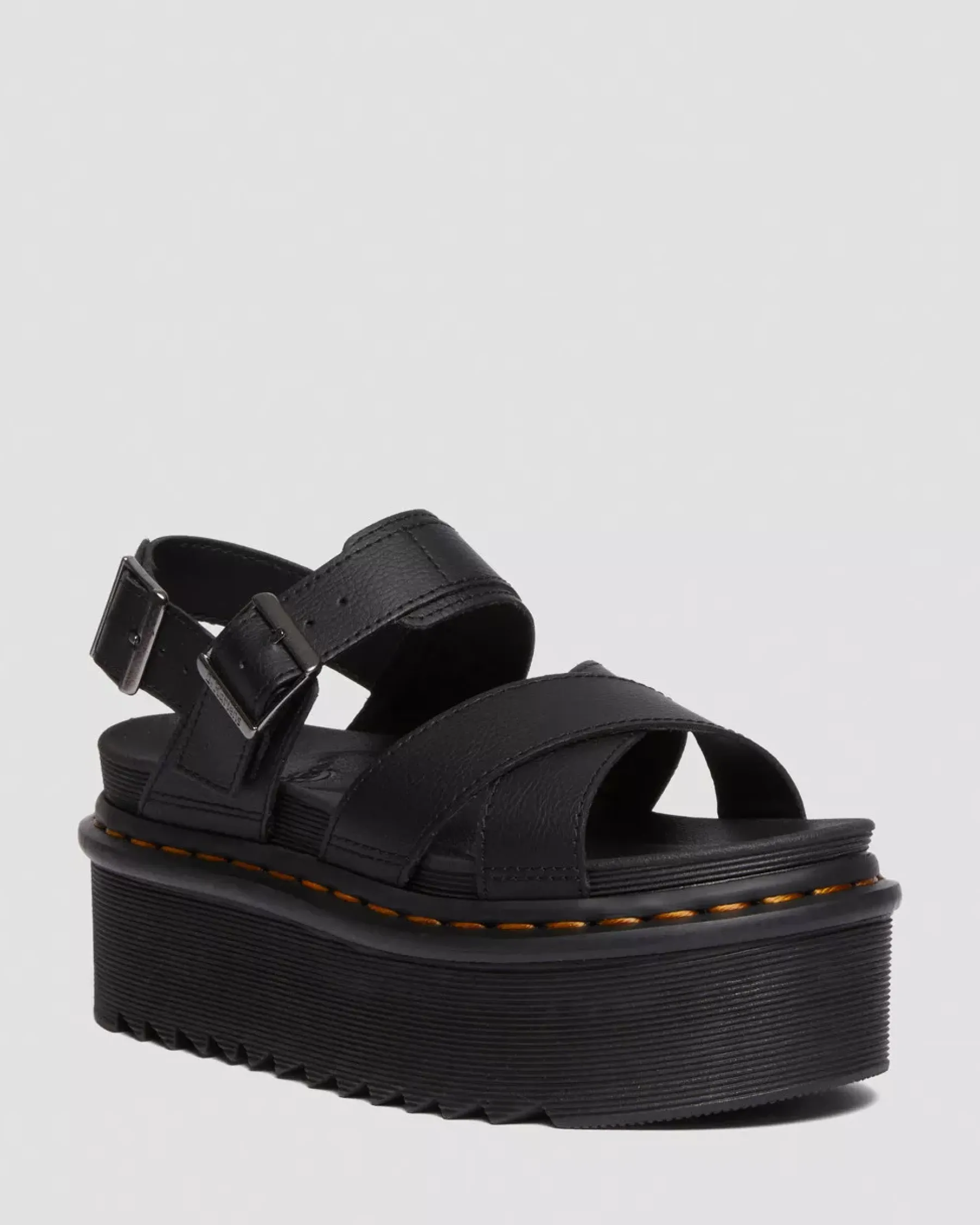 Platform Sandals|Strap Sandals>Dr. Martens Voss II Athena Leather Strap Platform Sandals Black — Athena