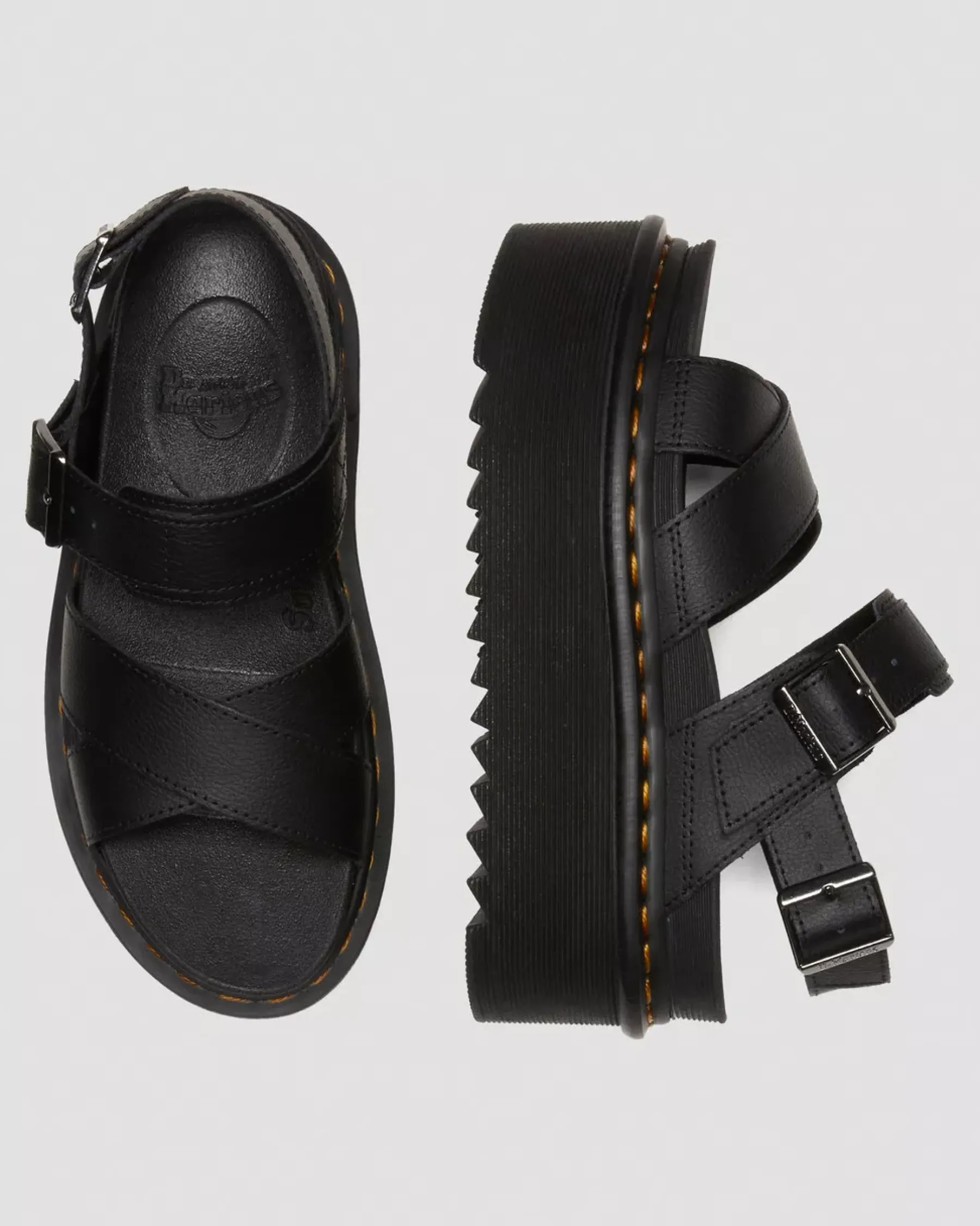 Platform Sandals|Strap Sandals>Dr. Martens Voss II Athena Leather Strap Platform Sandals Black — Athena