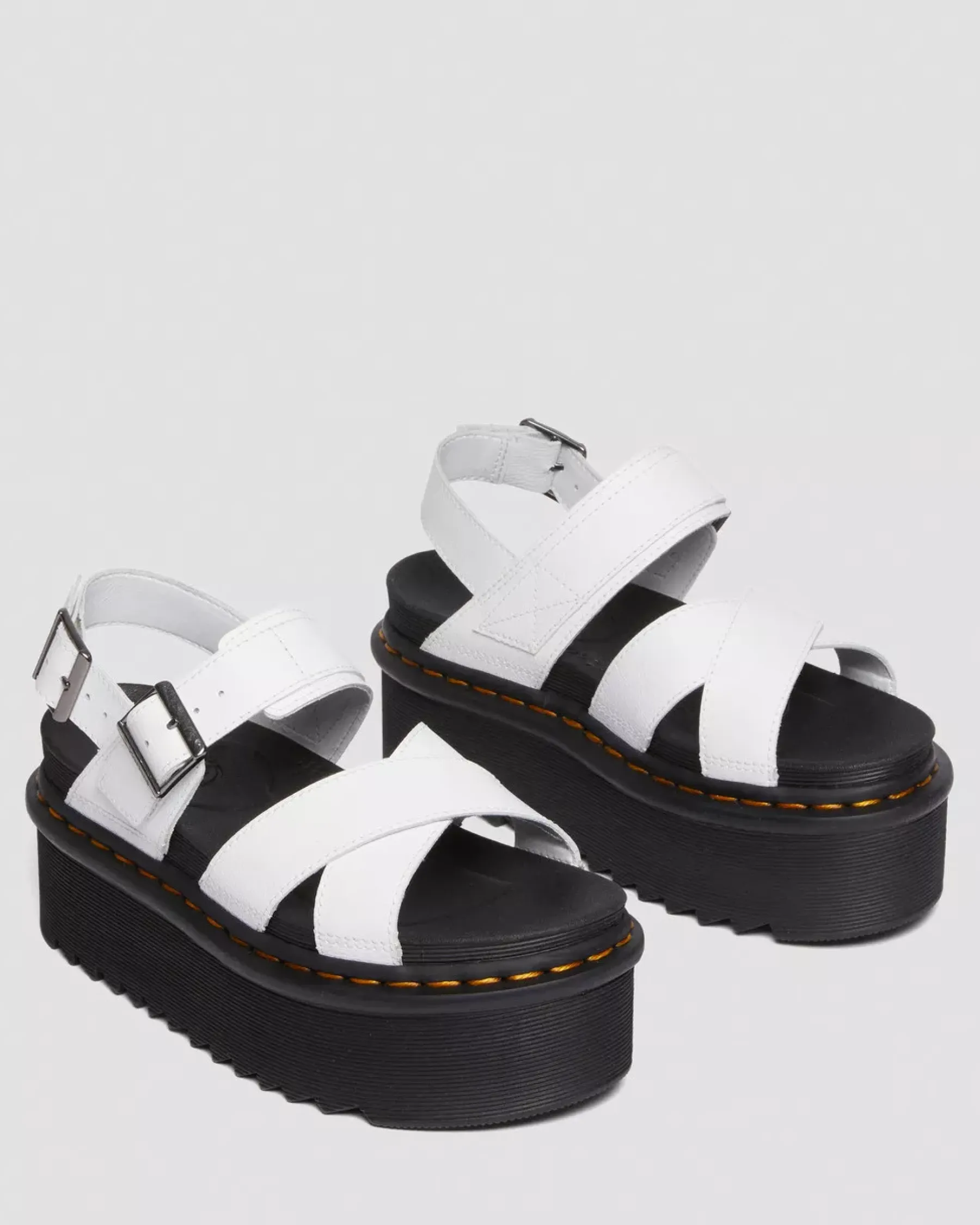 Platform Sandals|Strap Sandals>Dr. Martens Voss II Athena Leather Strap Platform Sandals White — Athena