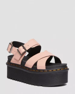 Sale|Platform Sandals>Dr. Martens Voss II Athena Leather Strap Platform Sandals Peach Beige — Athena
