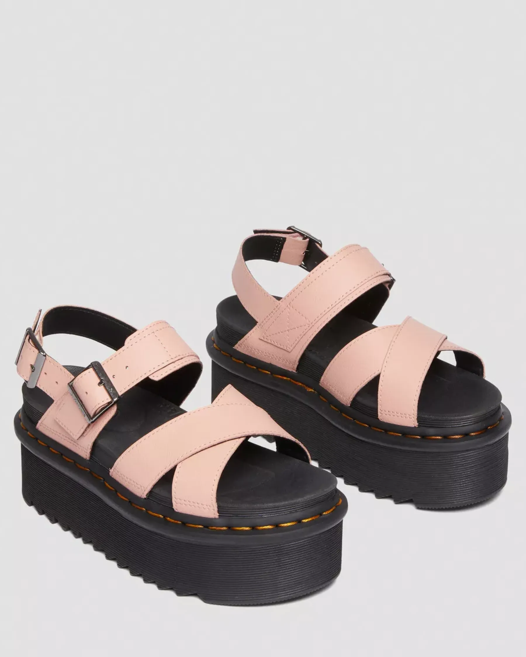 Sale|Platform Sandals>Dr. Martens Voss II Athena Leather Strap Platform Sandals Peach Beige — Athena