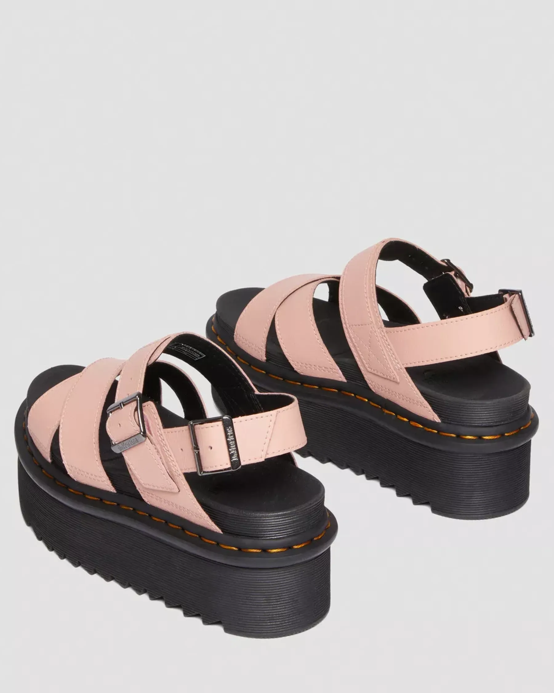 Sale|Platform Sandals>Dr. Martens Voss II Athena Leather Strap Platform Sandals Peach Beige — Athena