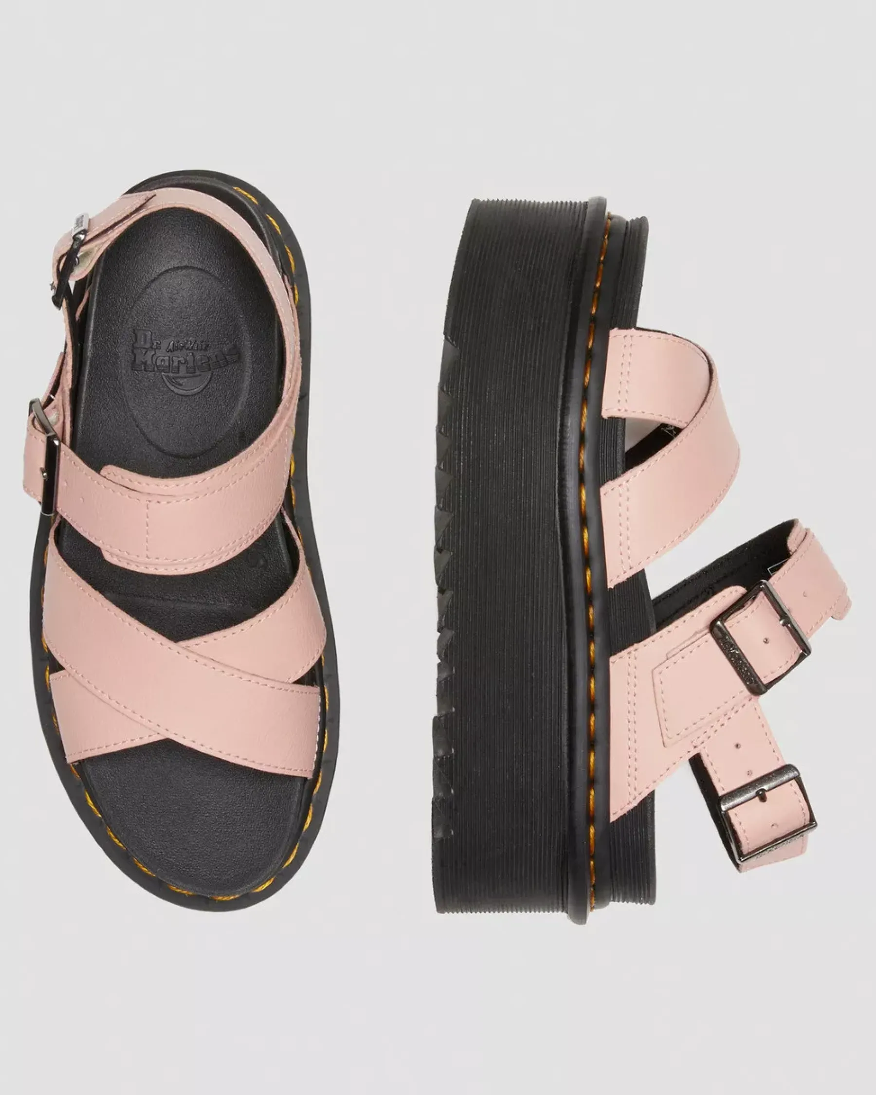 Sale|Platform Sandals>Dr. Martens Voss II Athena Leather Strap Platform Sandals Peach Beige — Athena