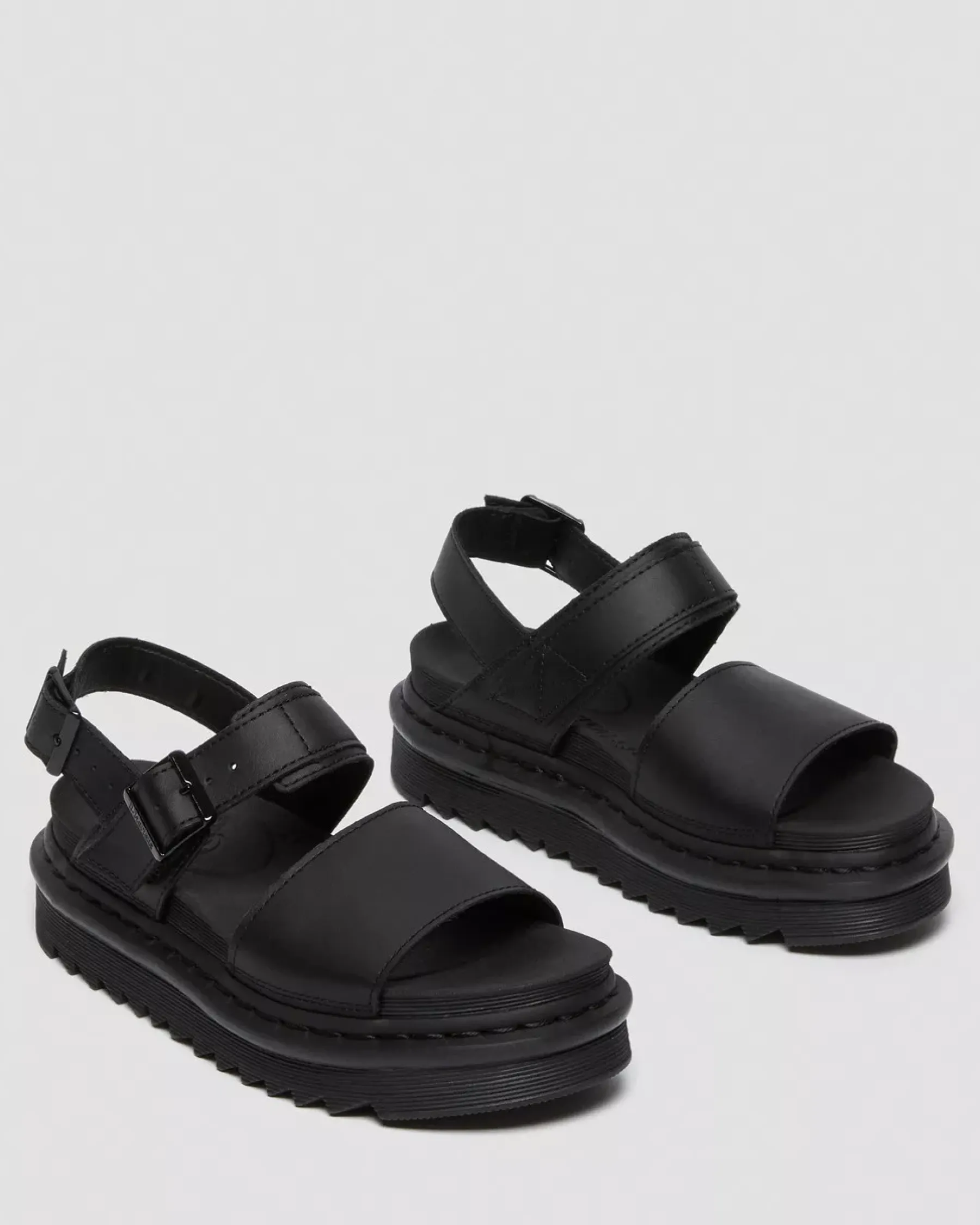 Platform Sandals|Strap Sandals>Dr. Martens Voss Women's Leather Strap Sandals Black — Hydro Leather