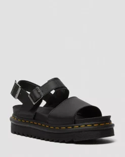 Bestsellers|Platform Sandals>Dr. Martens Voss Women's Leather Strap Sandals Black+Black — Hydro Leather
