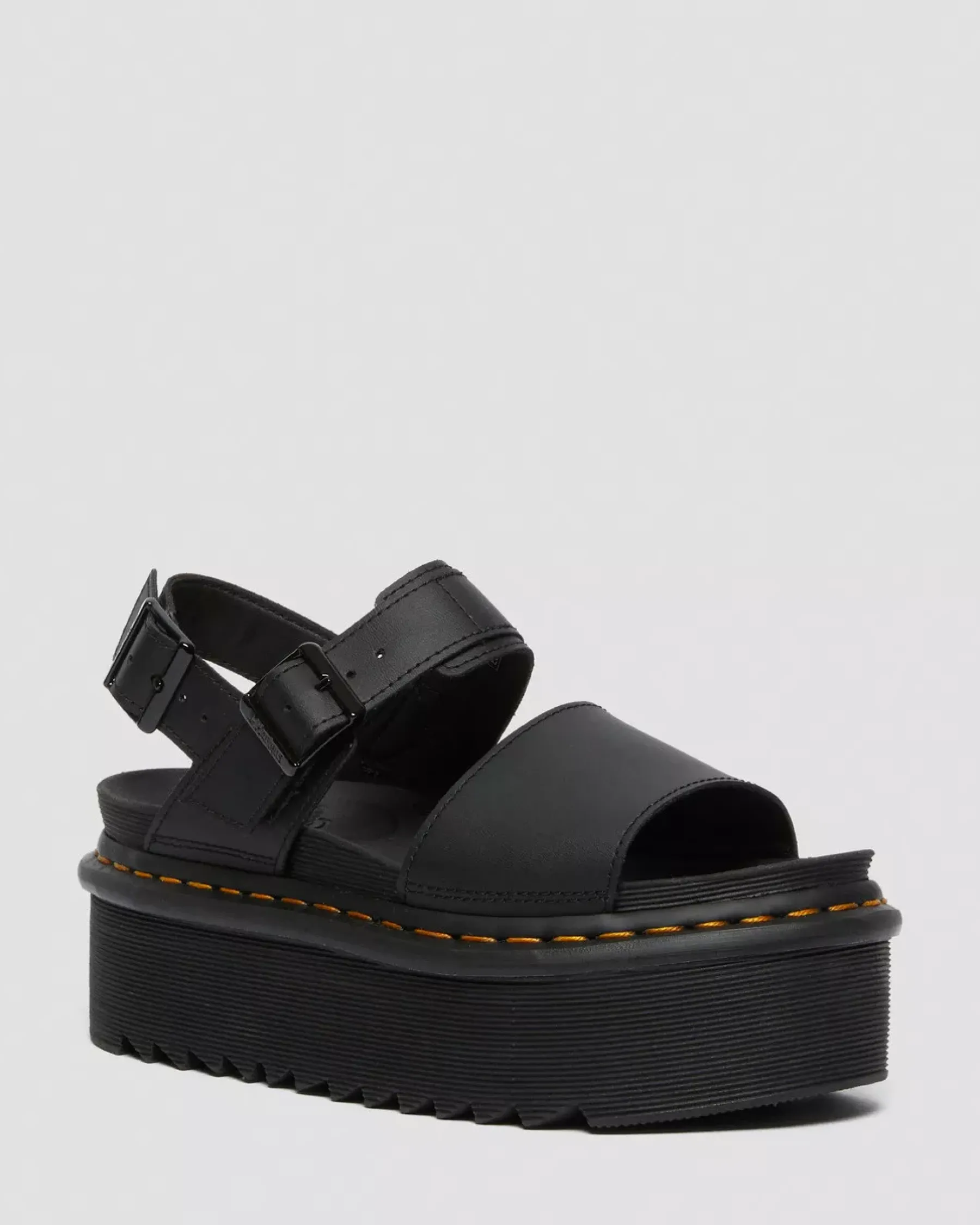 Platforms|Sandals>Dr. Martens Voss Women's Leather Strap Platform Sandals Black — Hydro Leather